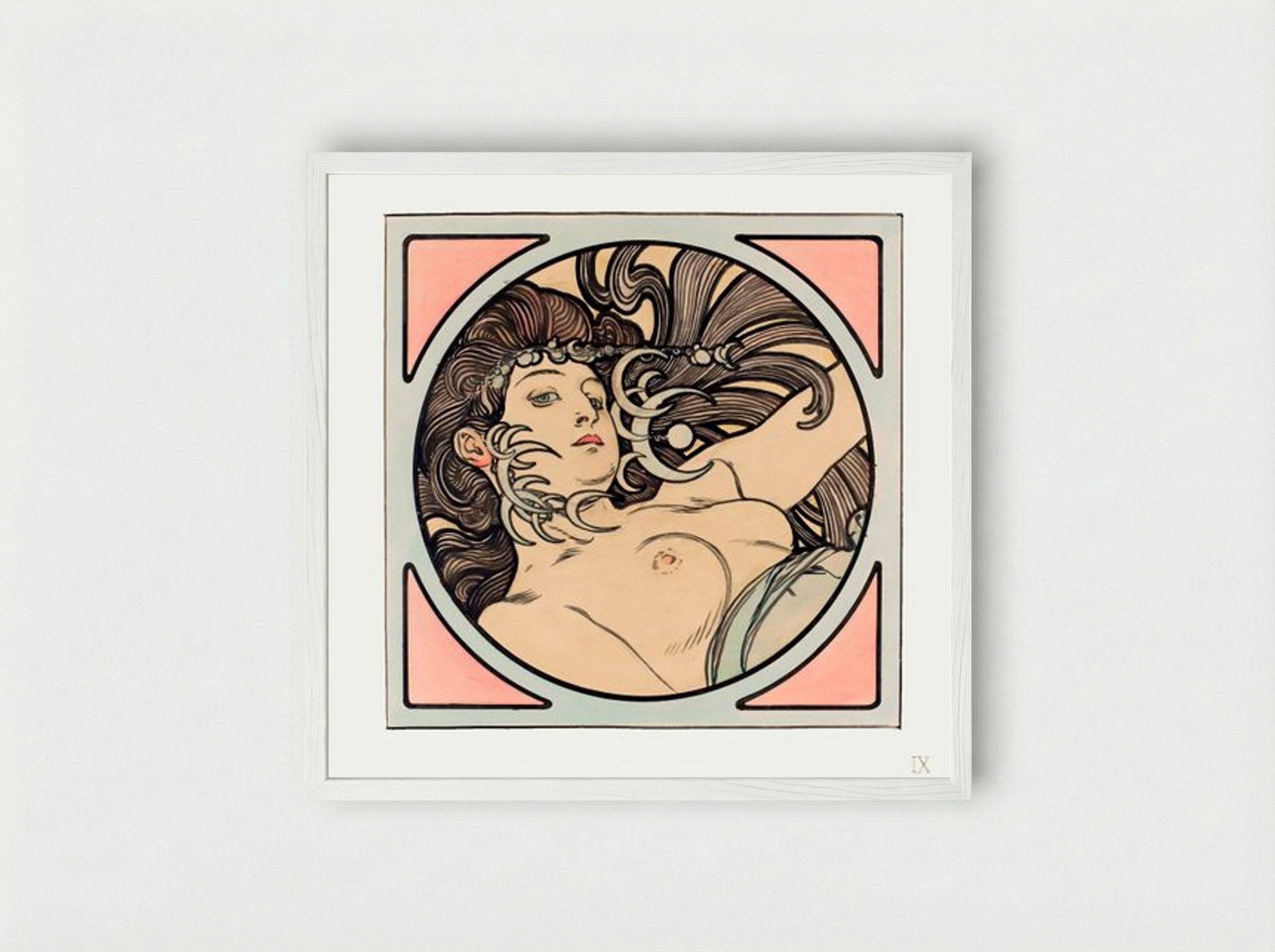 Stained Glass Window for the Facade of the Fouquet Boutique - Alphonse Mucha - Framed Print White