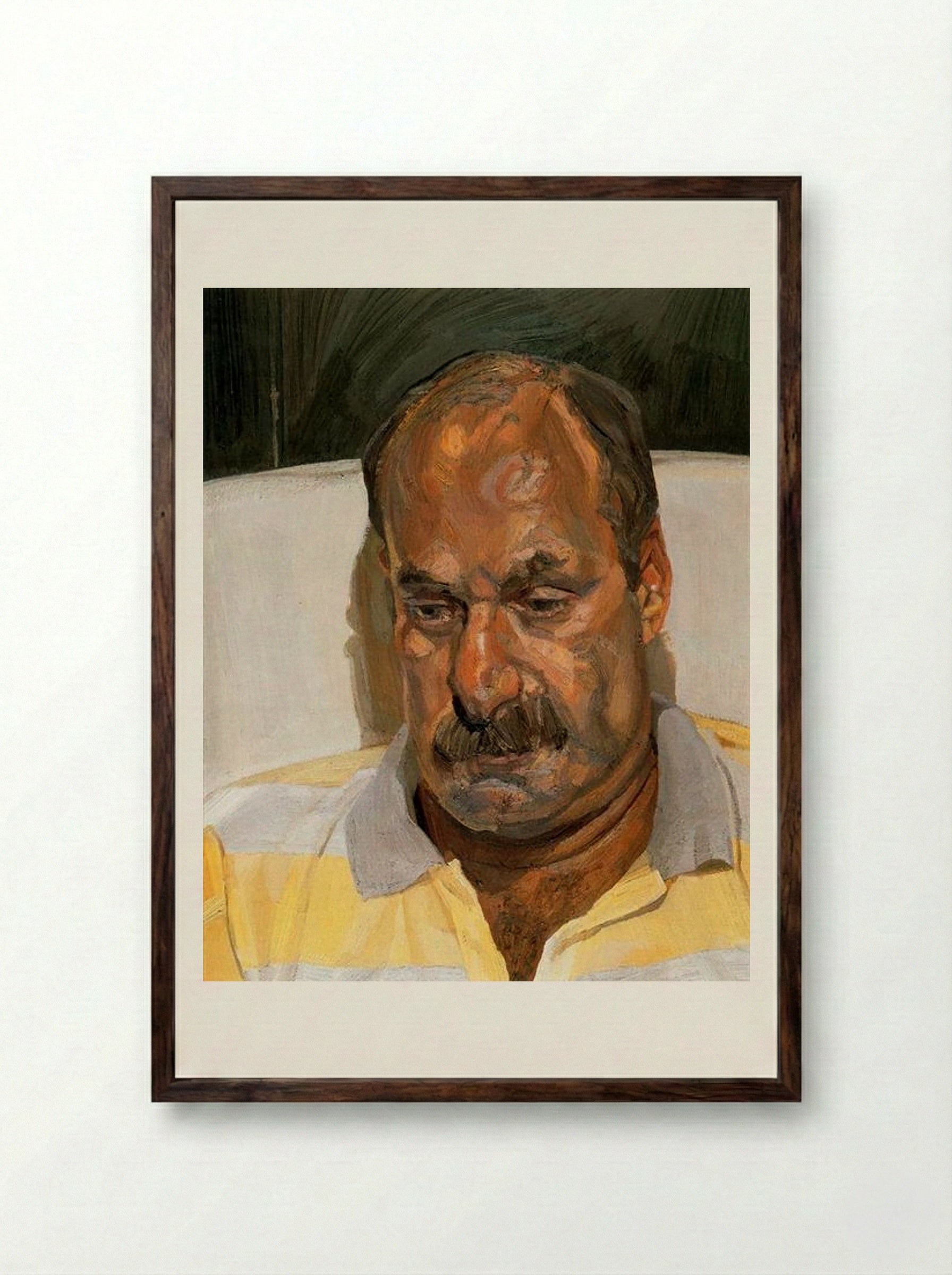 Man in a Sports Shirt - Lucian Freud - Framed Print Dark Wood