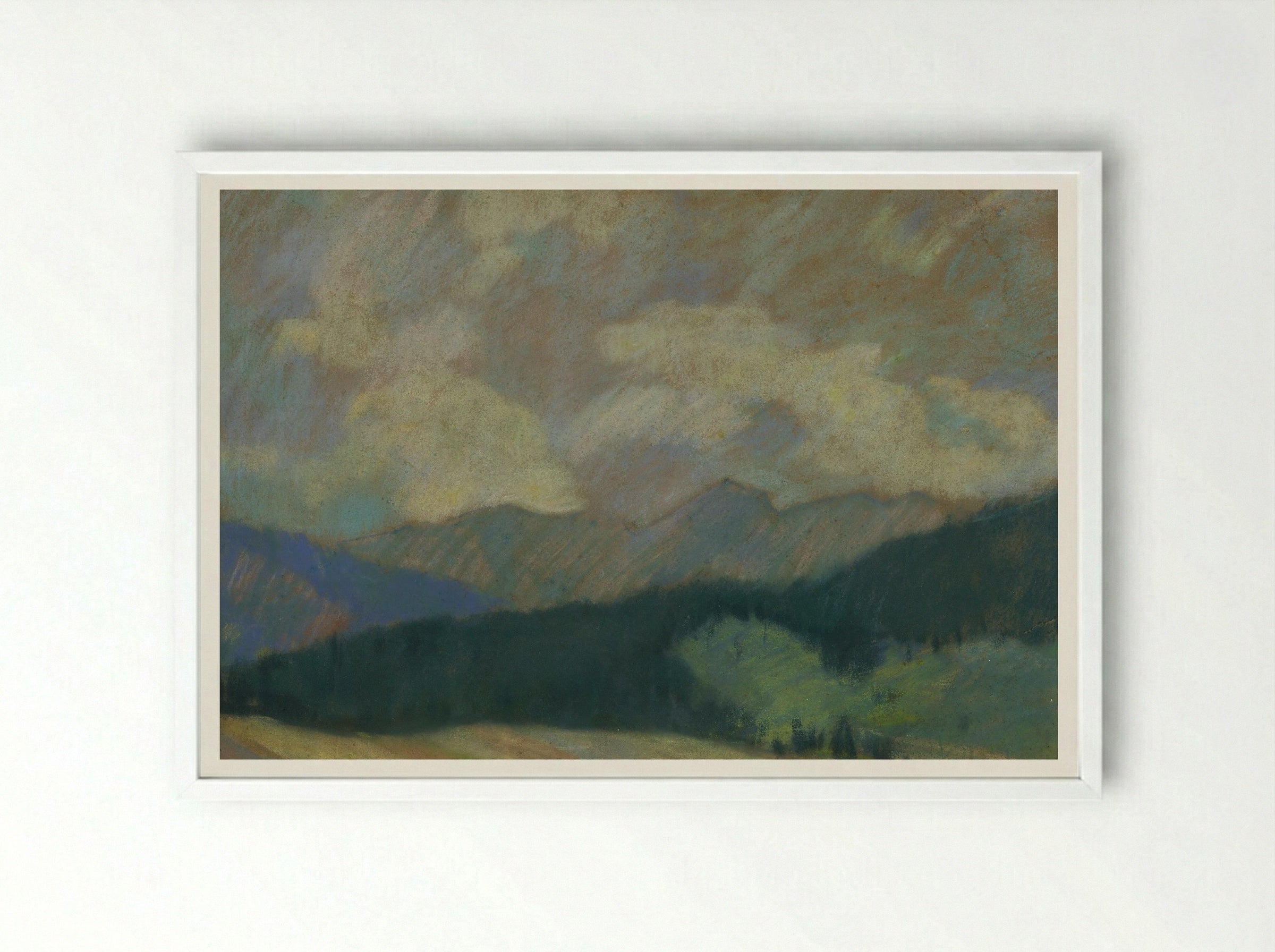 Mountain Landscape - Zolo Palugyay - Framed Print White