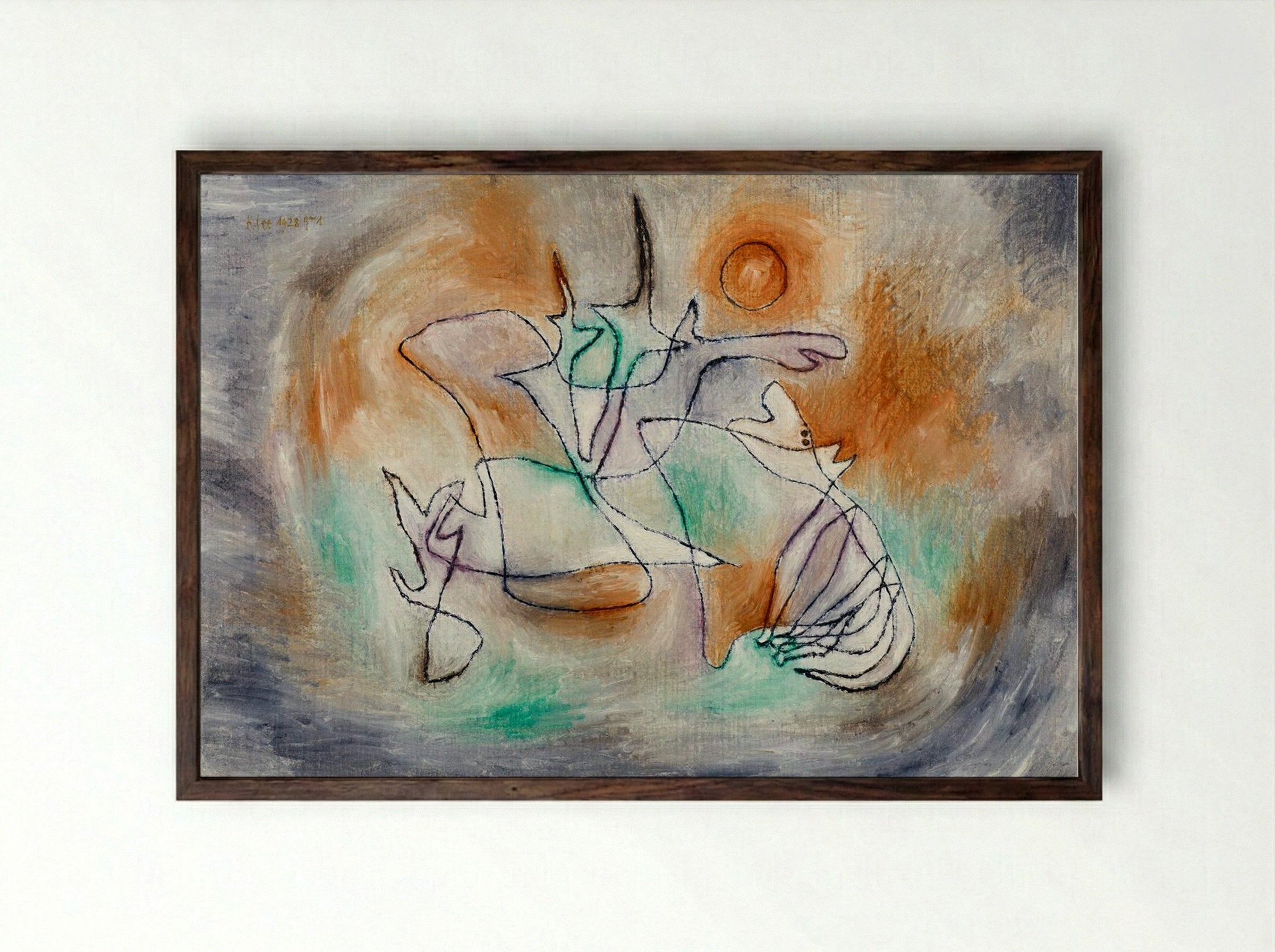 Howling Dog - Paul Klee - Framed Print Dark Wood