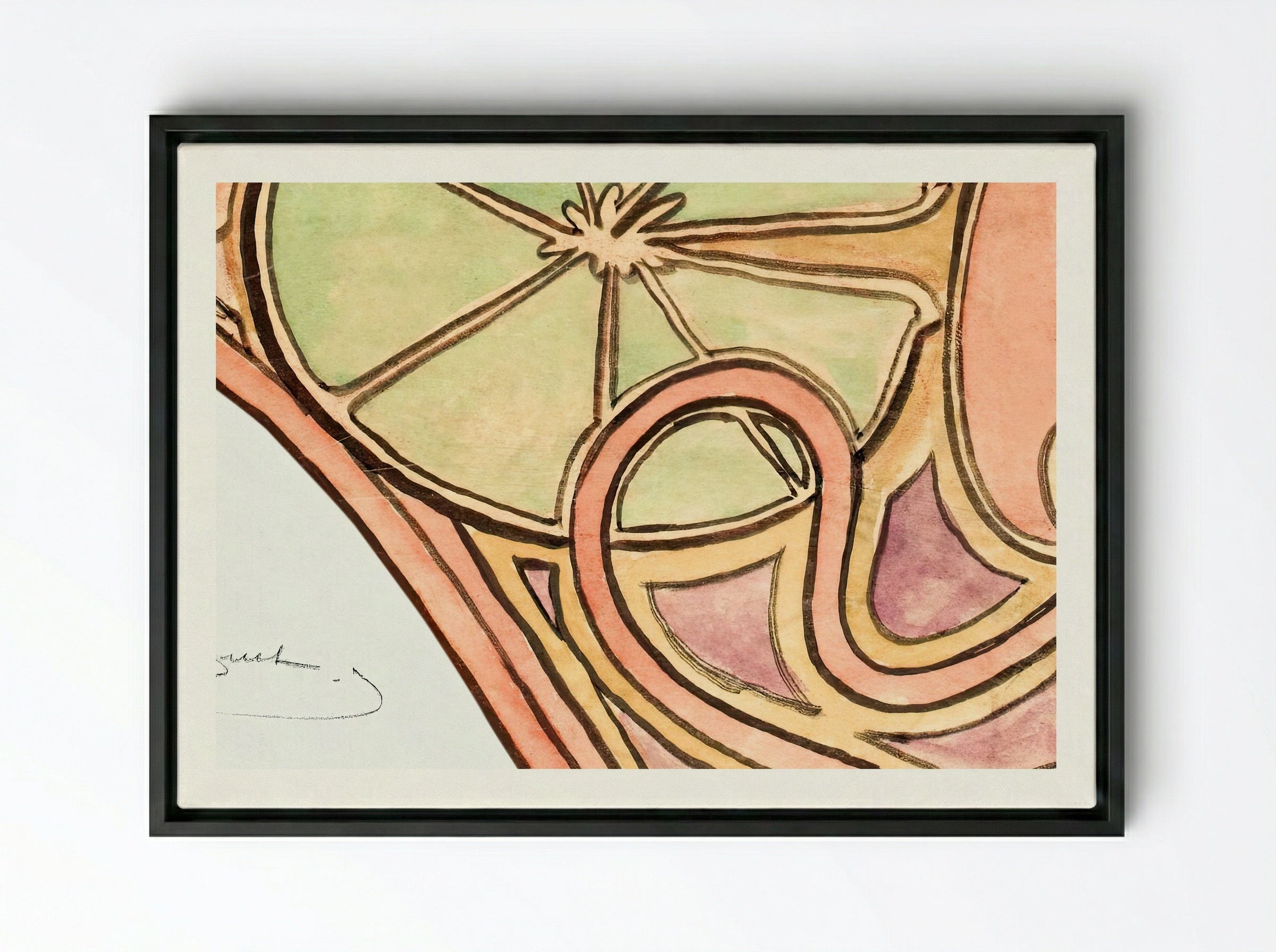 Decor of the Basin Rim of the Fouquet Boutique Fountain - Alphonse Mucha - Framed Canvas Black