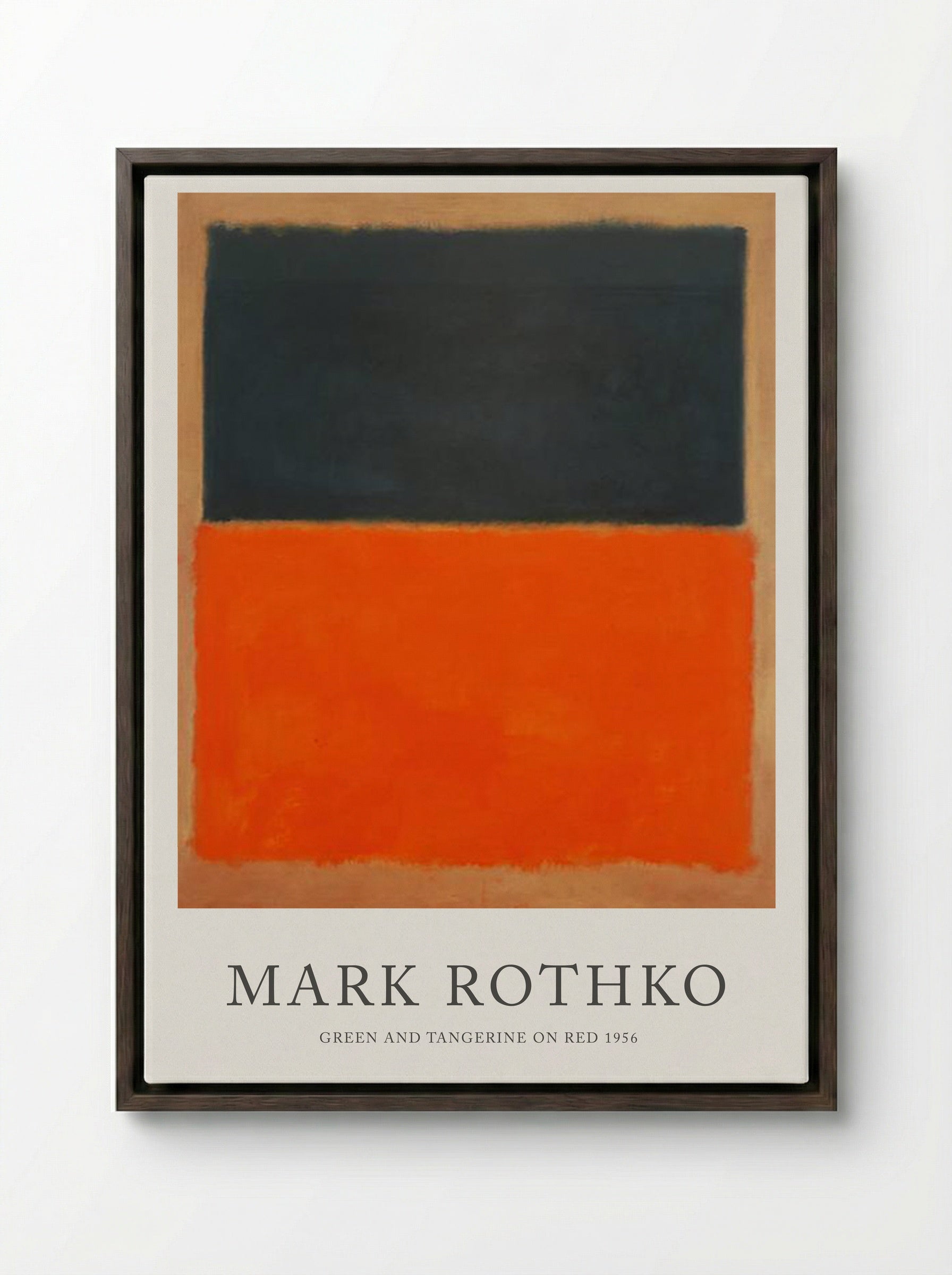 Green and Tangerine on Red - Mark Rothko - Framed Canvas Dark Wood