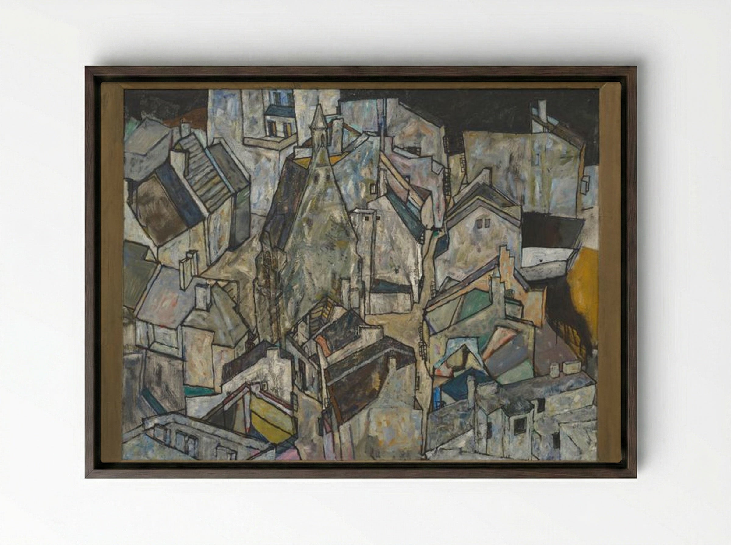 Moedling II - Egon Schiele - Framed Canvas Dark Wood