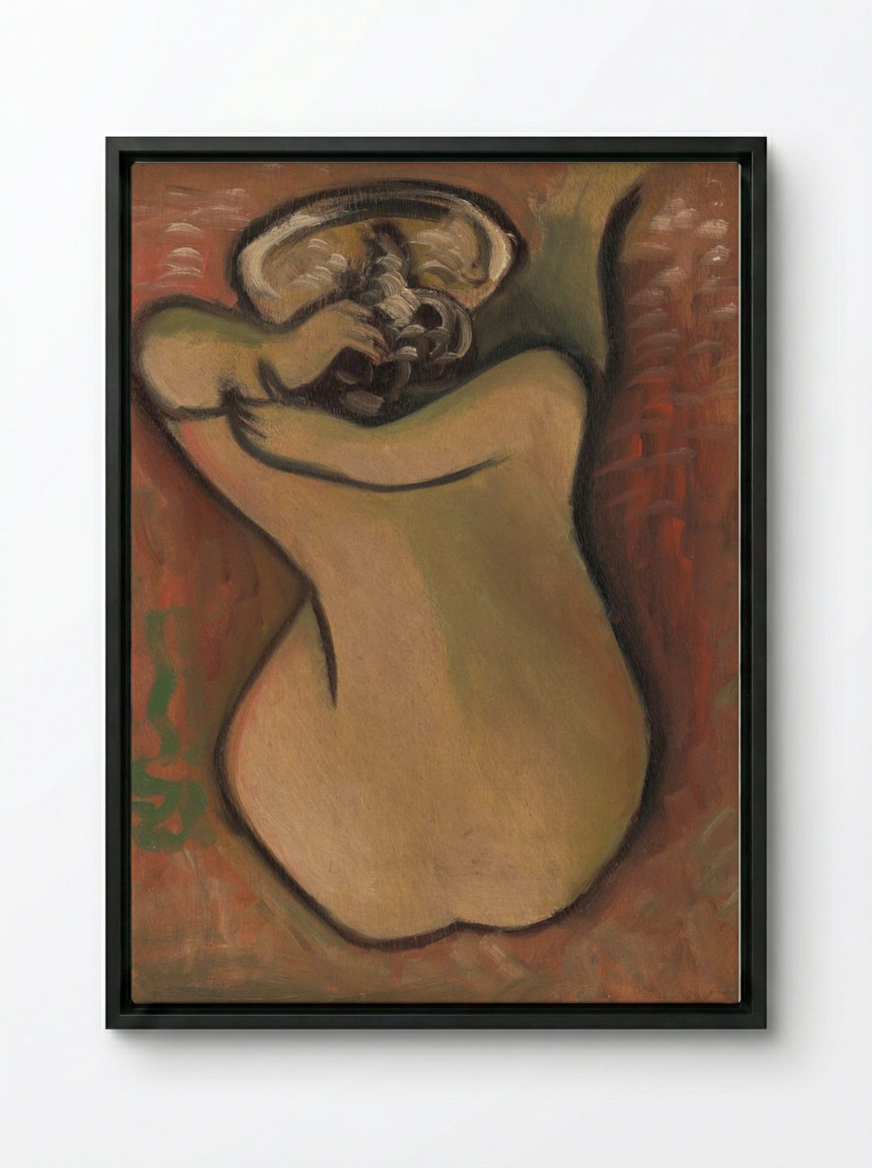 Woman Washing Herself - Mikuláš Galanda - Framed Canvas Black