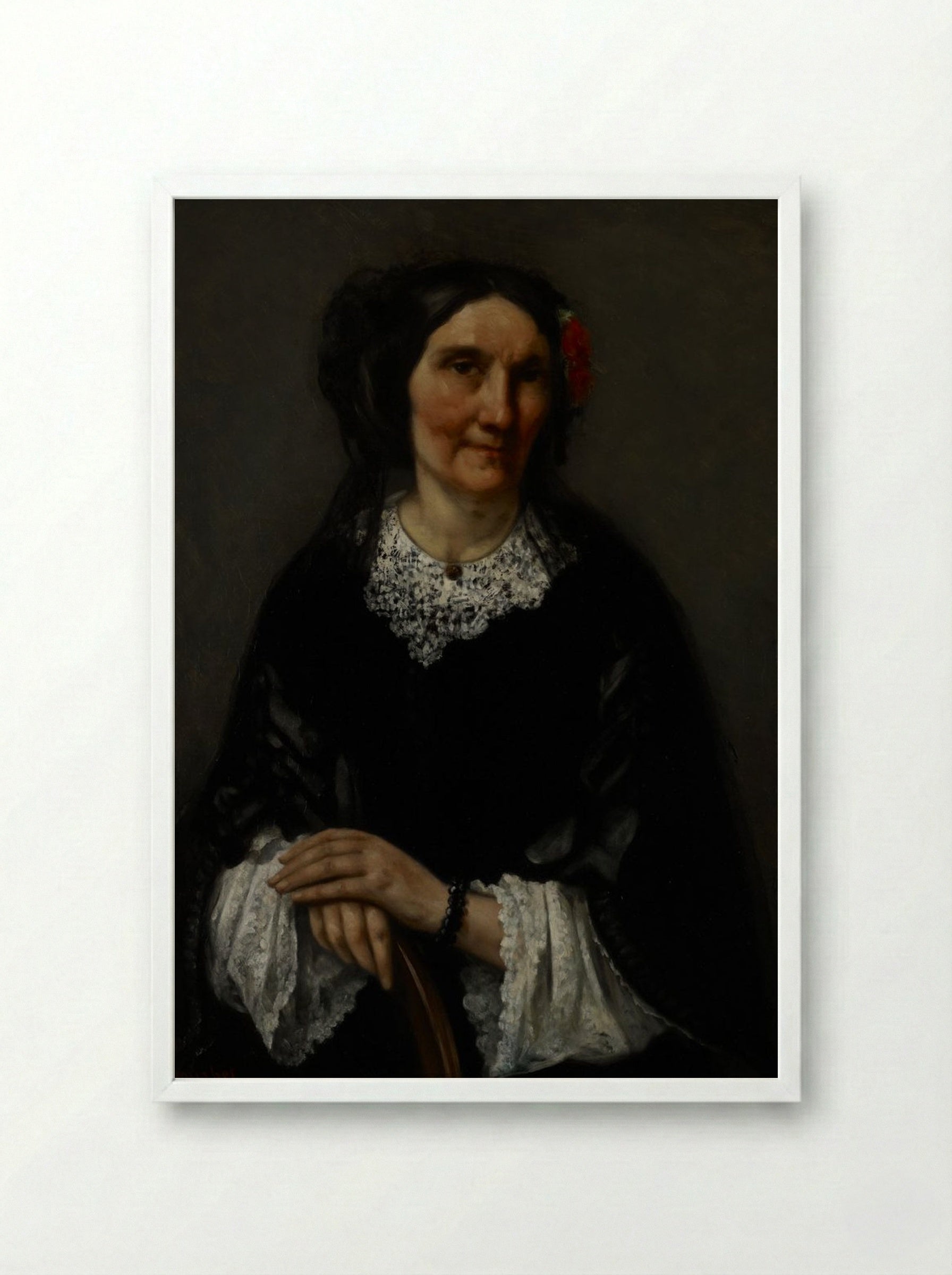 Portrait of a Woman - Gustave Courbet - Framed Print White