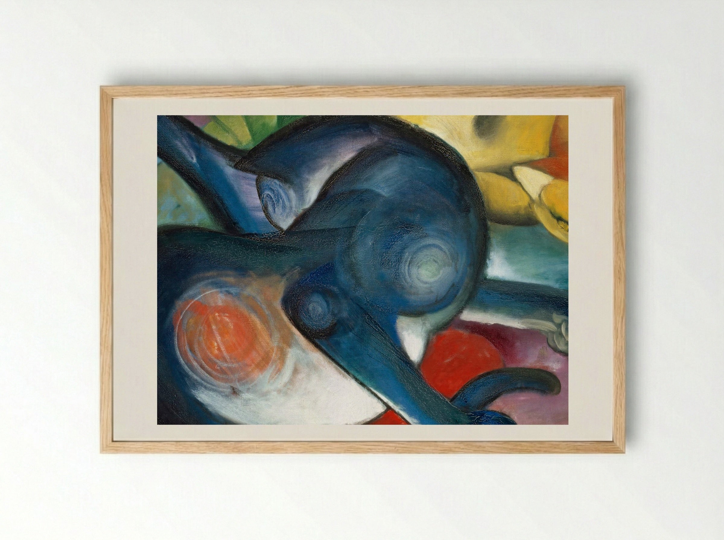 Two Cats, Blue and Yellow - Franz Marc - Framed Print Wood