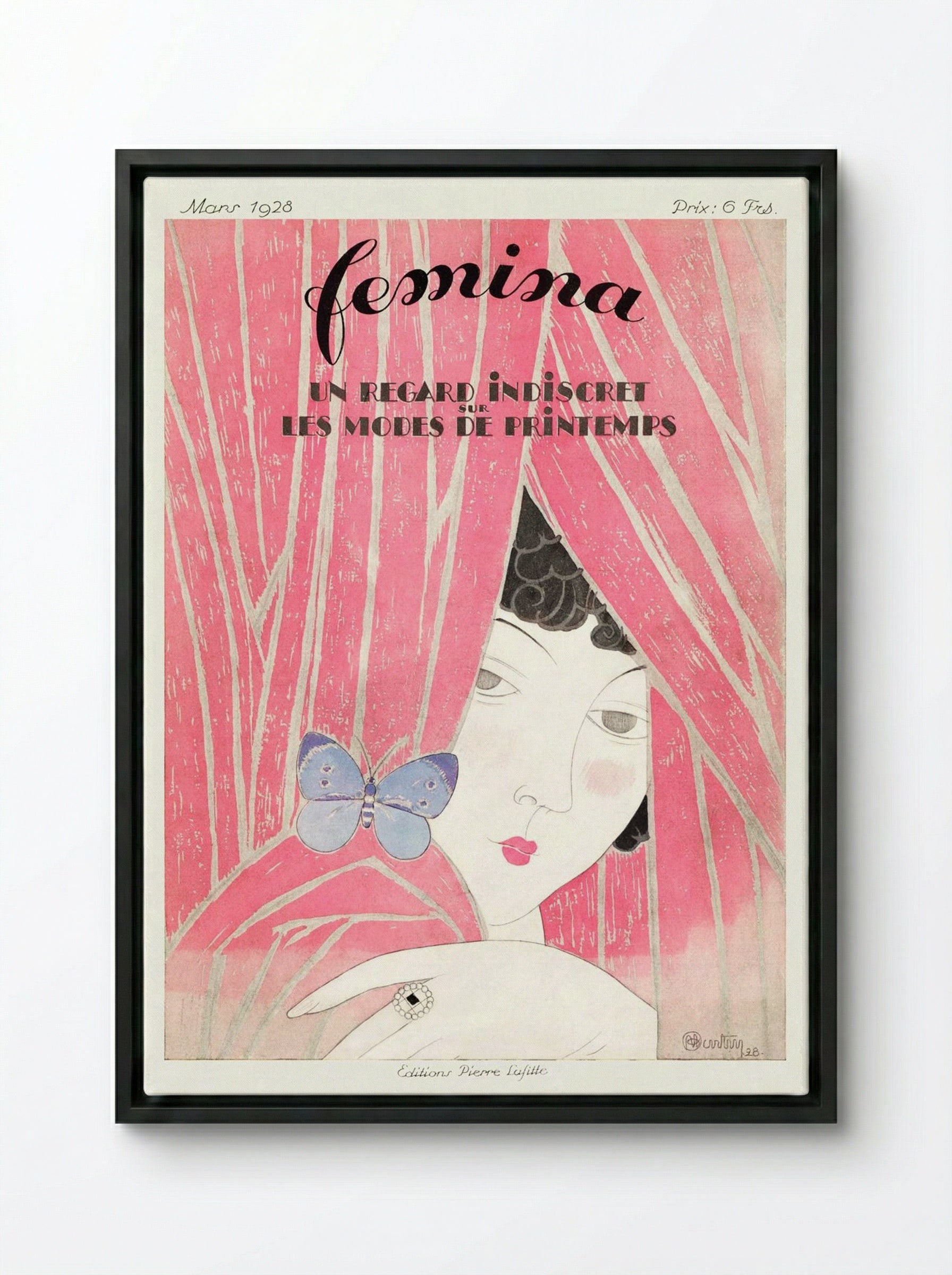 The Fashion Magazine as Temptress, Femina - Georges Léonnec - Framed Canvas Black