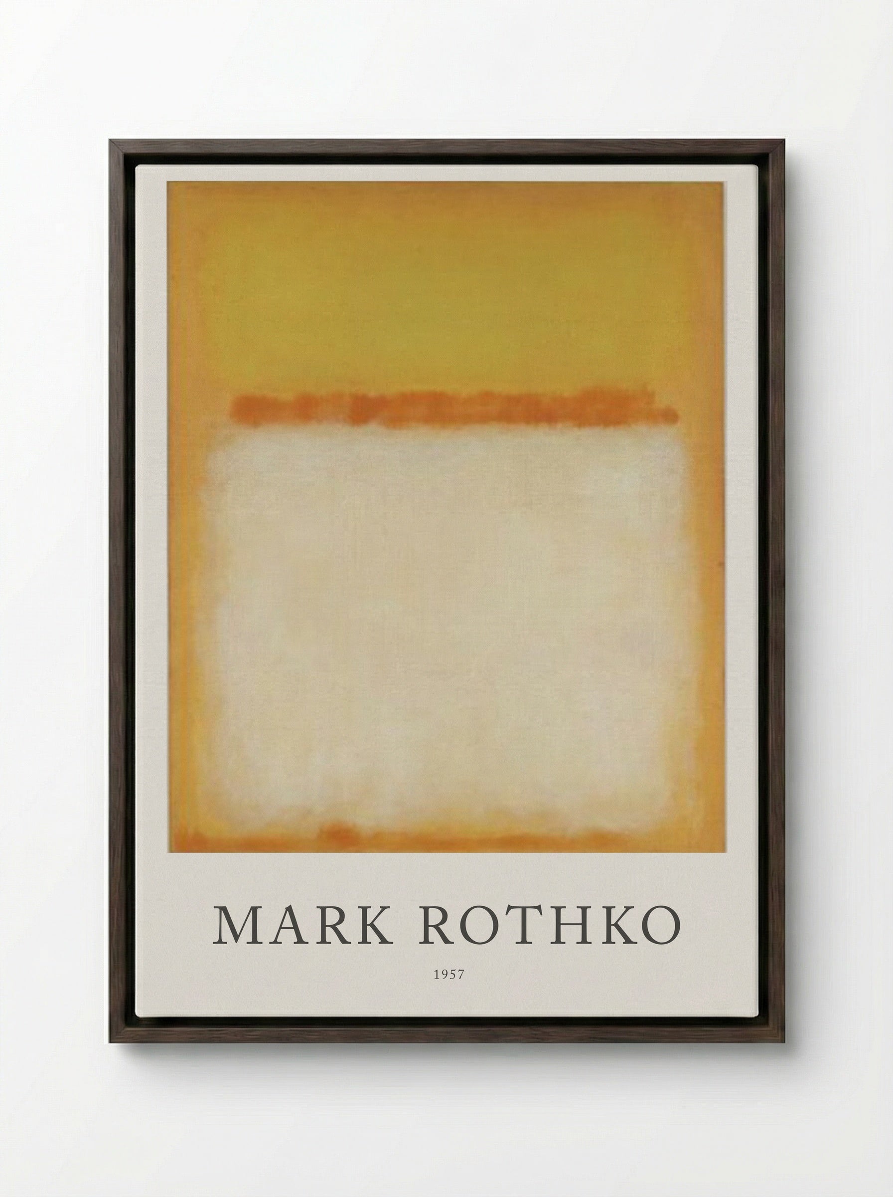 Untitled (Yellow, Orange, White) - Mark Rothko - Framed Canvas Dark Wood