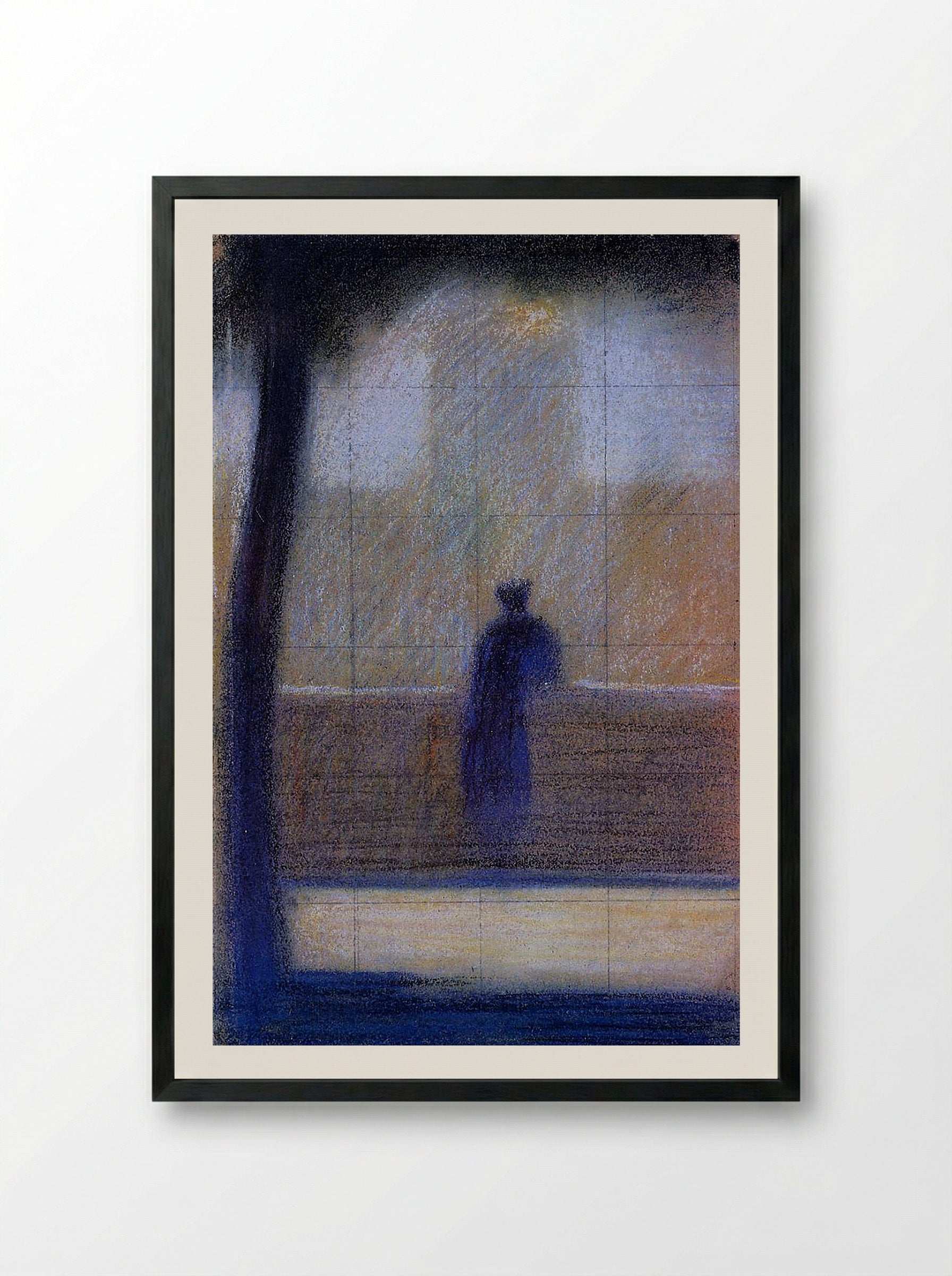 Man Leaning on a Parapet - Edgar Degas - Framed Print Black