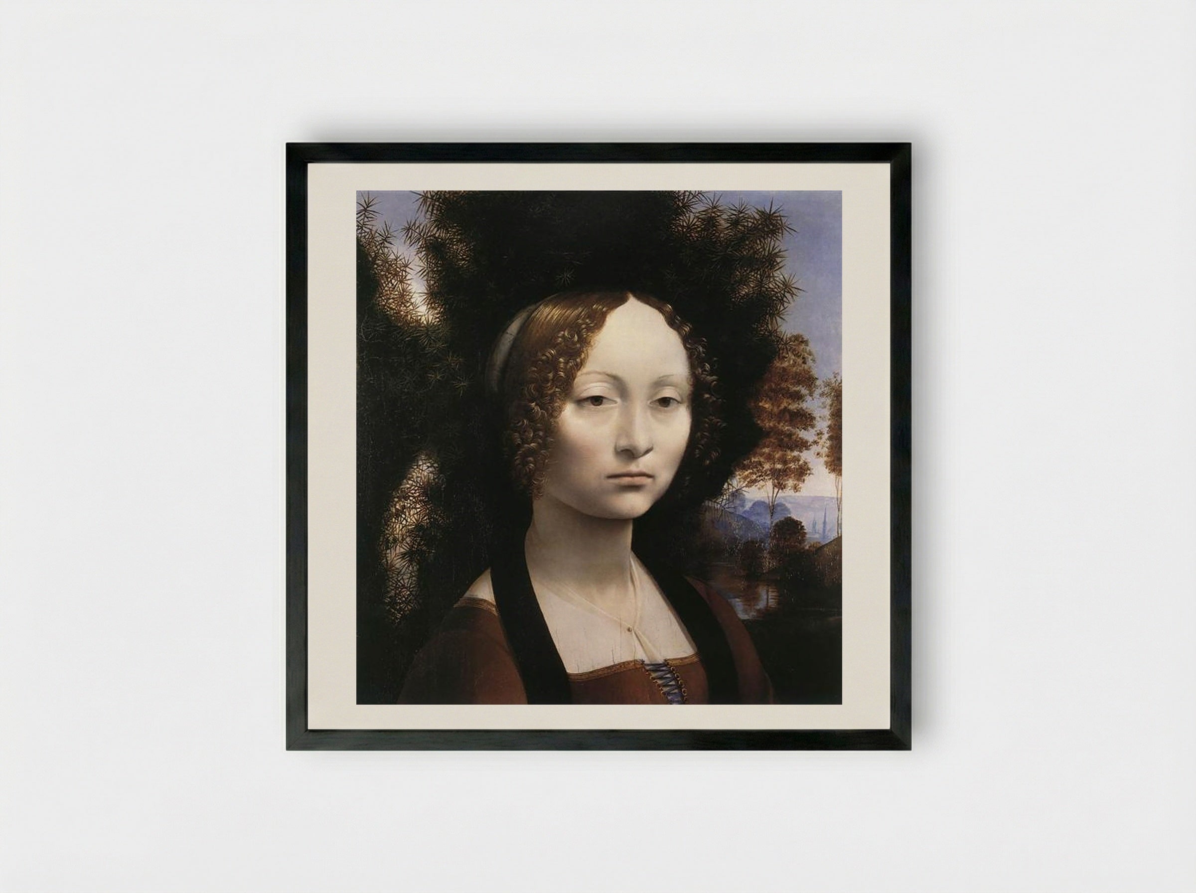 Portrait of Ginevra Benci - Leonardo da Vinci - Framed Print Black