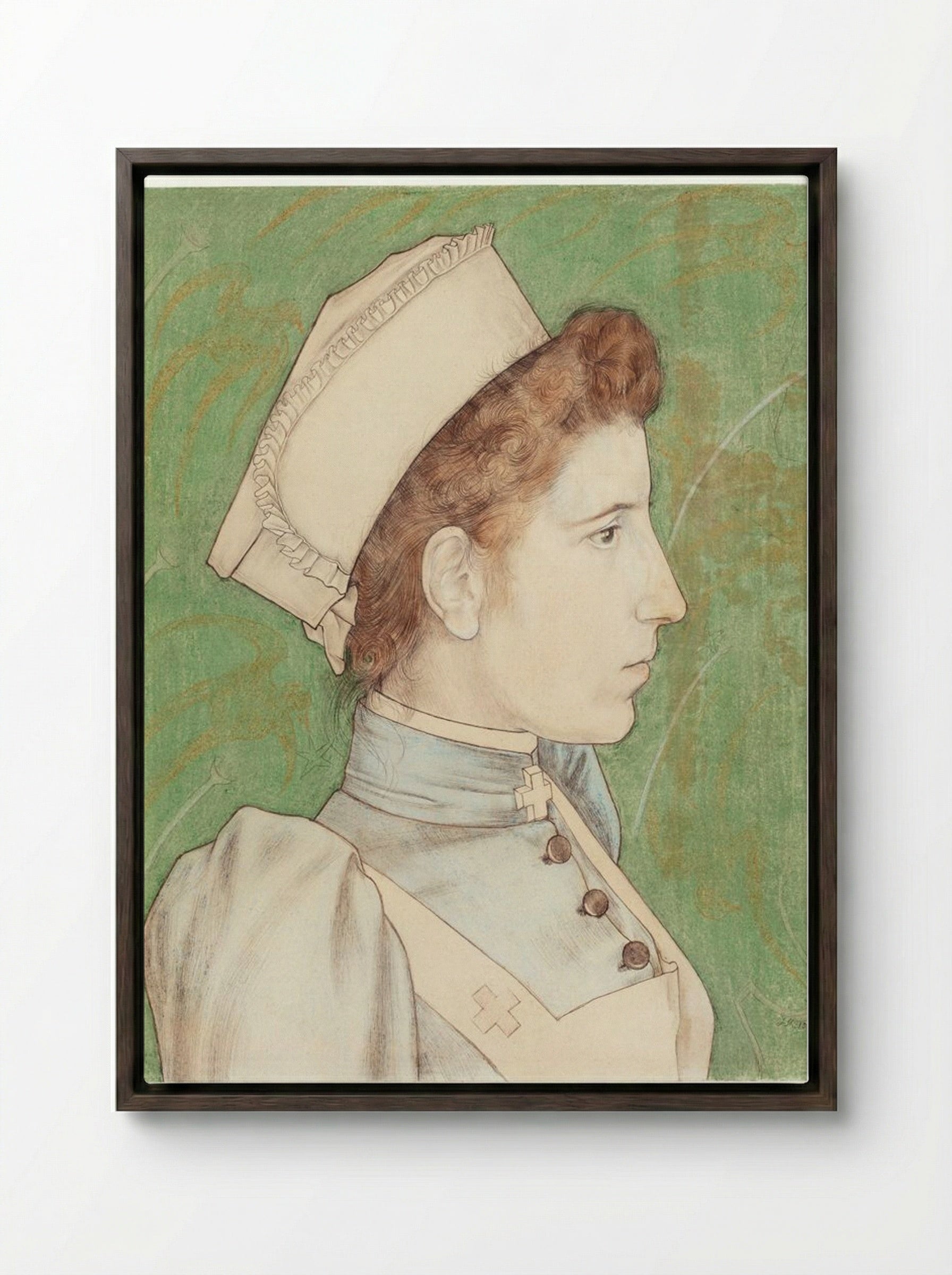 Portrait of Nurse Nelly - Jan Toorop - Framed Canvas Dark Wood