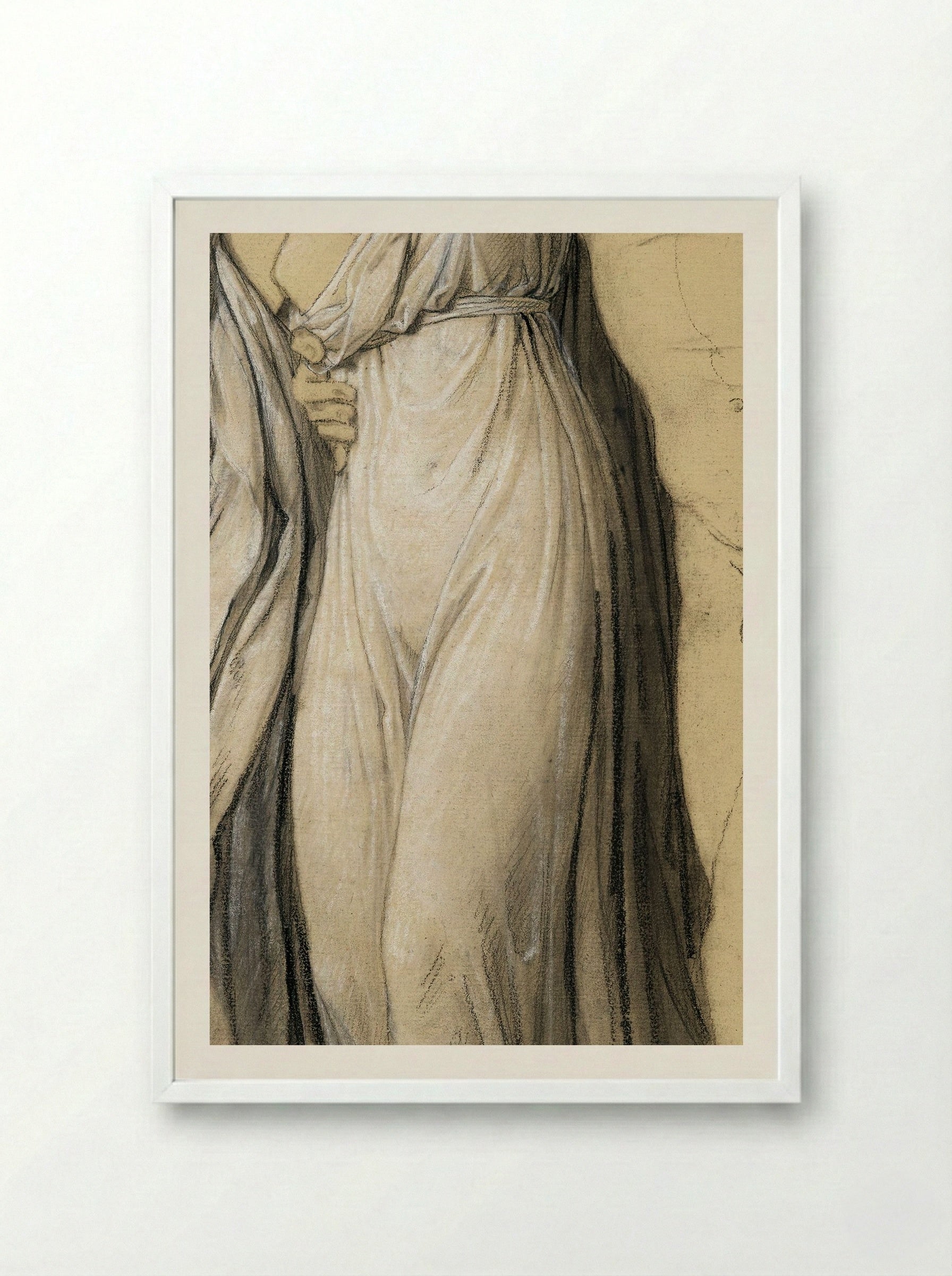 Drapery Study for Castor and Pollux Freeing Helen - Joseph-Ferdinand Lancrenon - Framed Print White