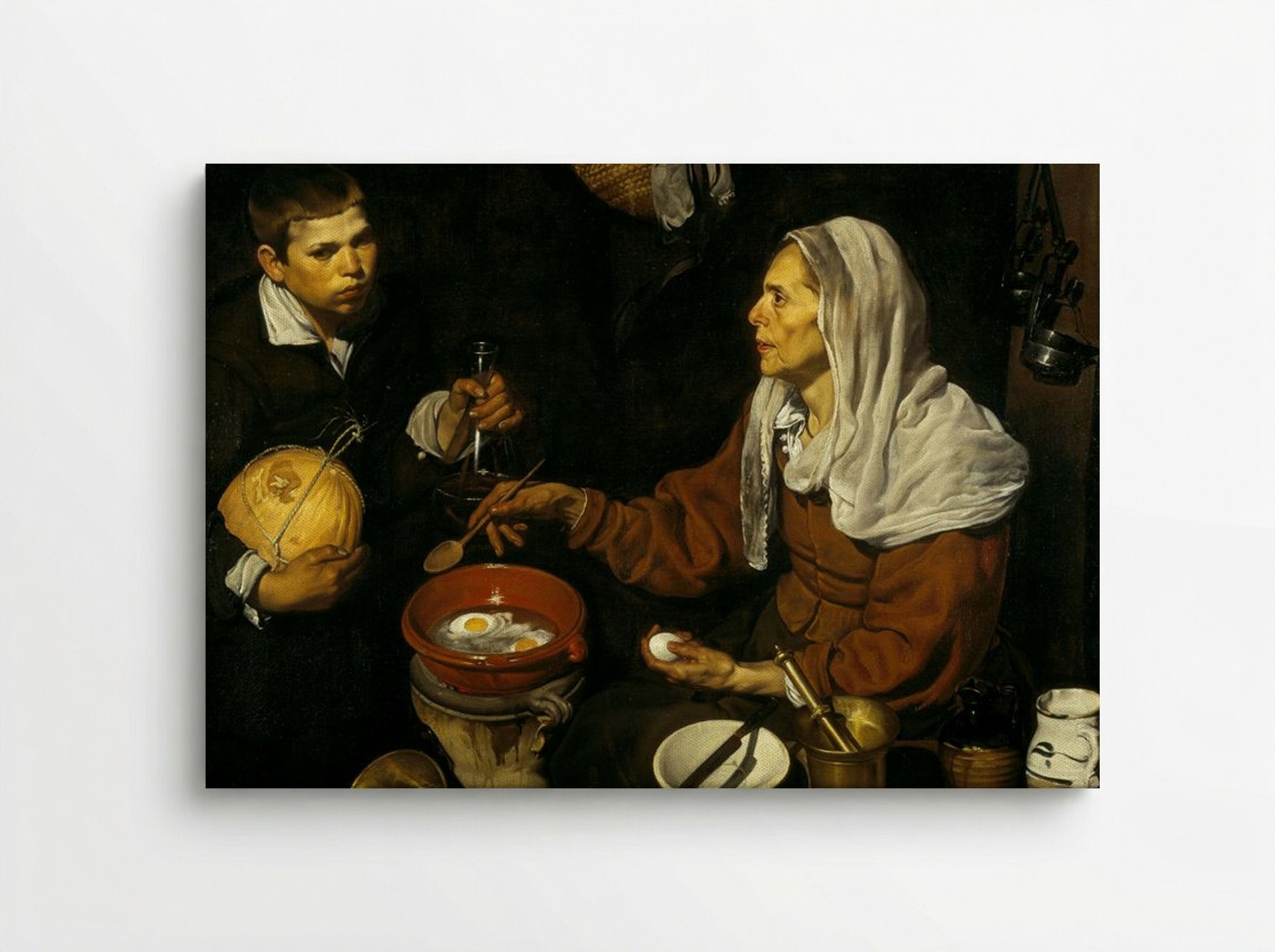 Vieja friendo huevos (Old Woman Frying Eggs) - Diego Velázquez - Canvas