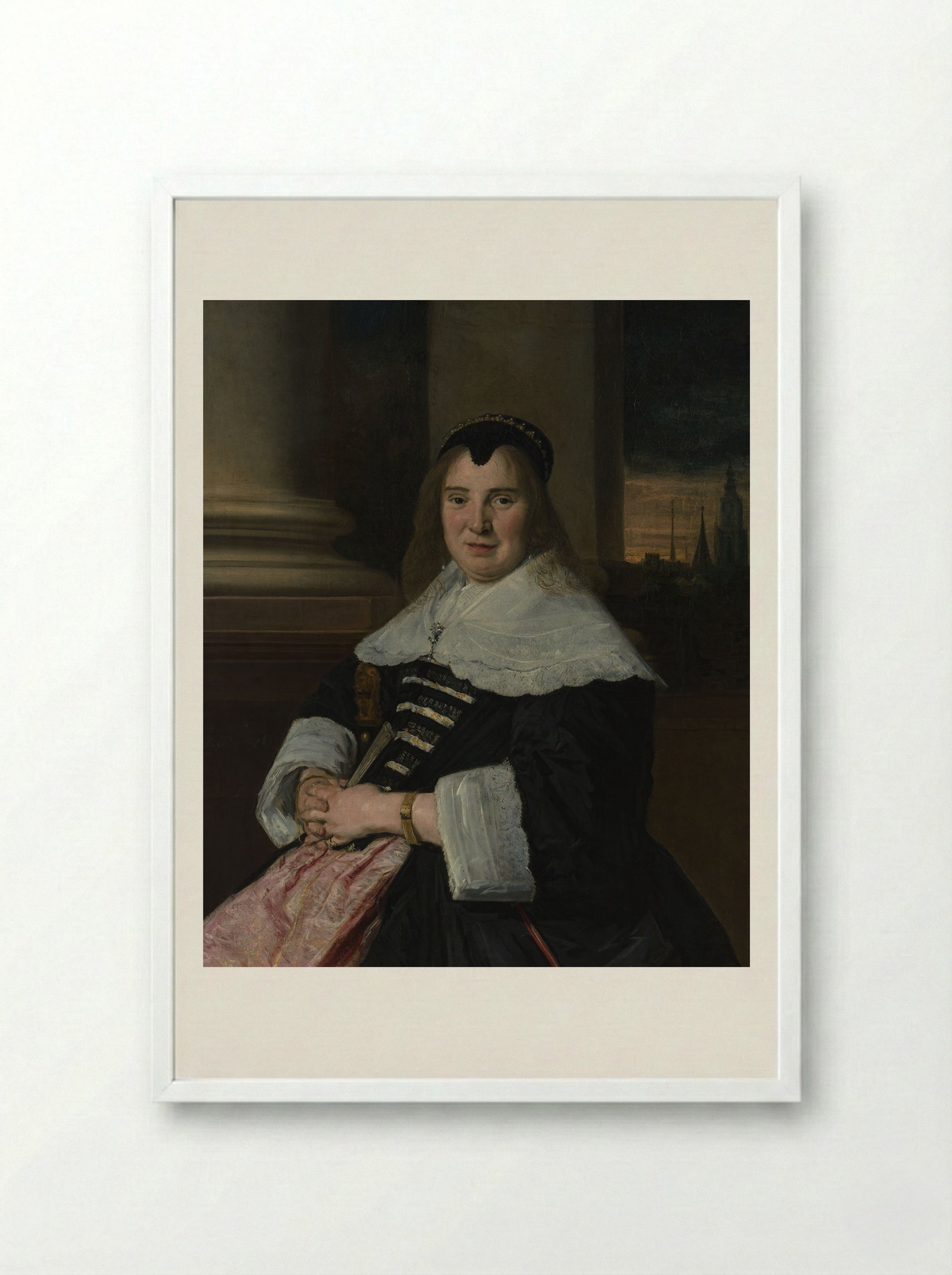 Portrait of a Woman - Frans Hals - Framed Print White