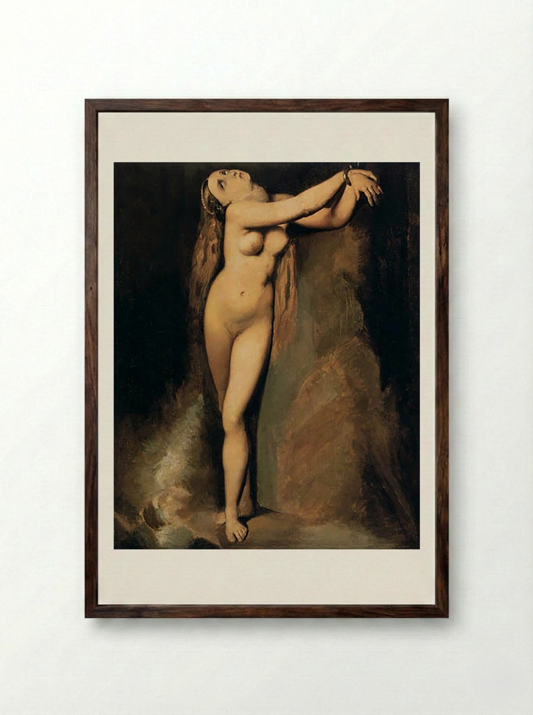 Angelica Saved by Ruggiero - Jean-Auguste-Dominique Ingres - Framed Print Dark Wood