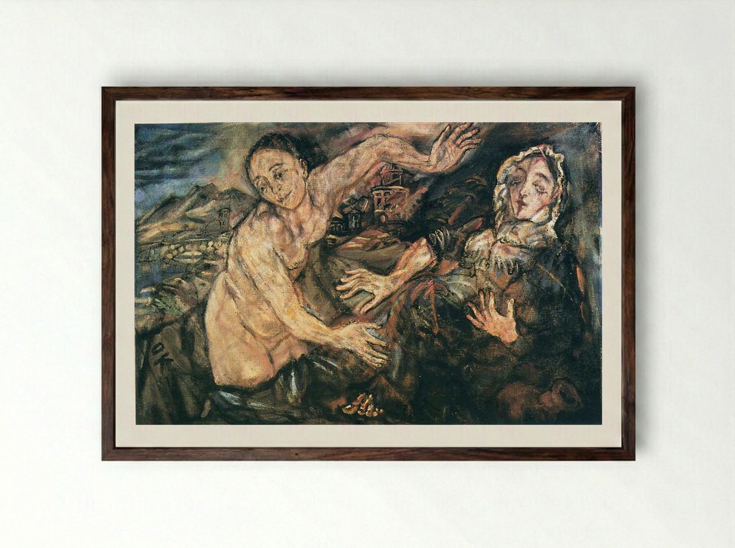 The Annunciation - Oskar Kokoschka - Framed Print Dark Wood