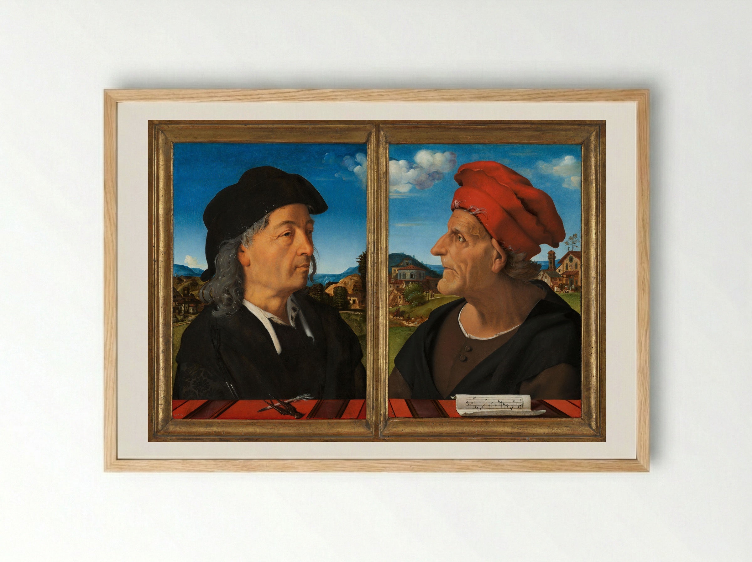 Portraits of Giuliano and Francesco Giamberti da Sangallo - Piero di Cosimo - Framed Print Wood