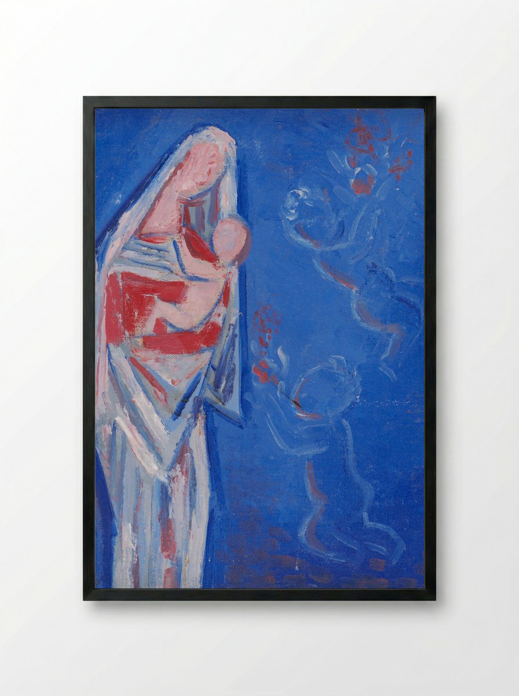 Standing Madonna with an Angel - Mikuláš Galanda - Framed Print Black