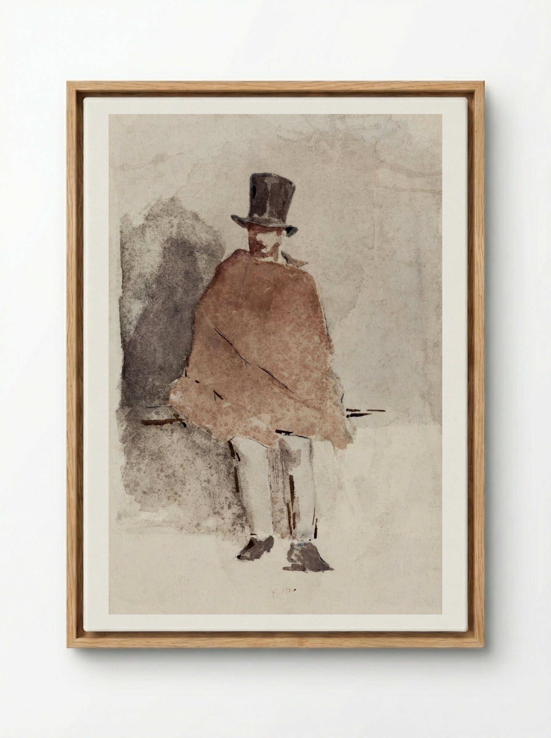 The Man in the Tall Hat - Édouard Manet - Framed Canvas Wood