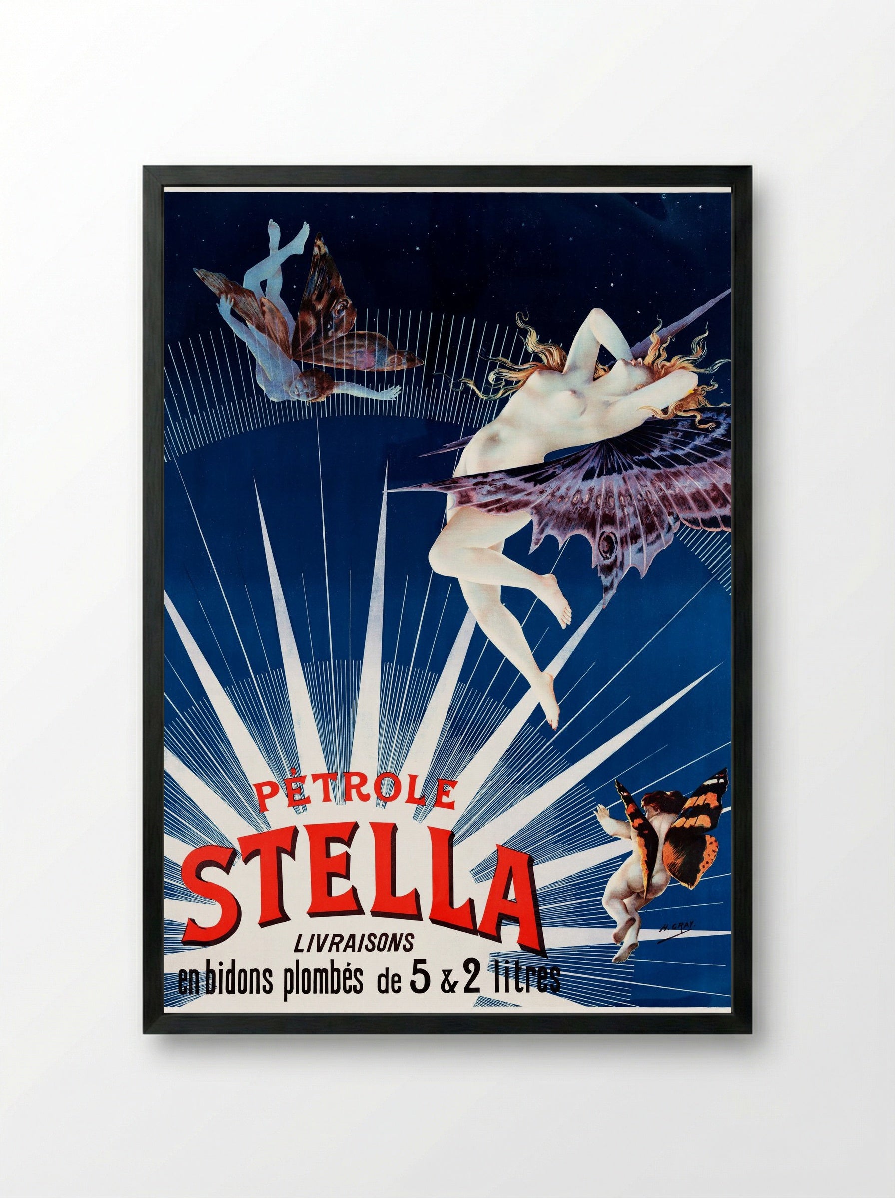 Pétrole Stella: Livraisons en bidons plombés de 5 & 2 litres - Henri Boulanger - Framed Print Black