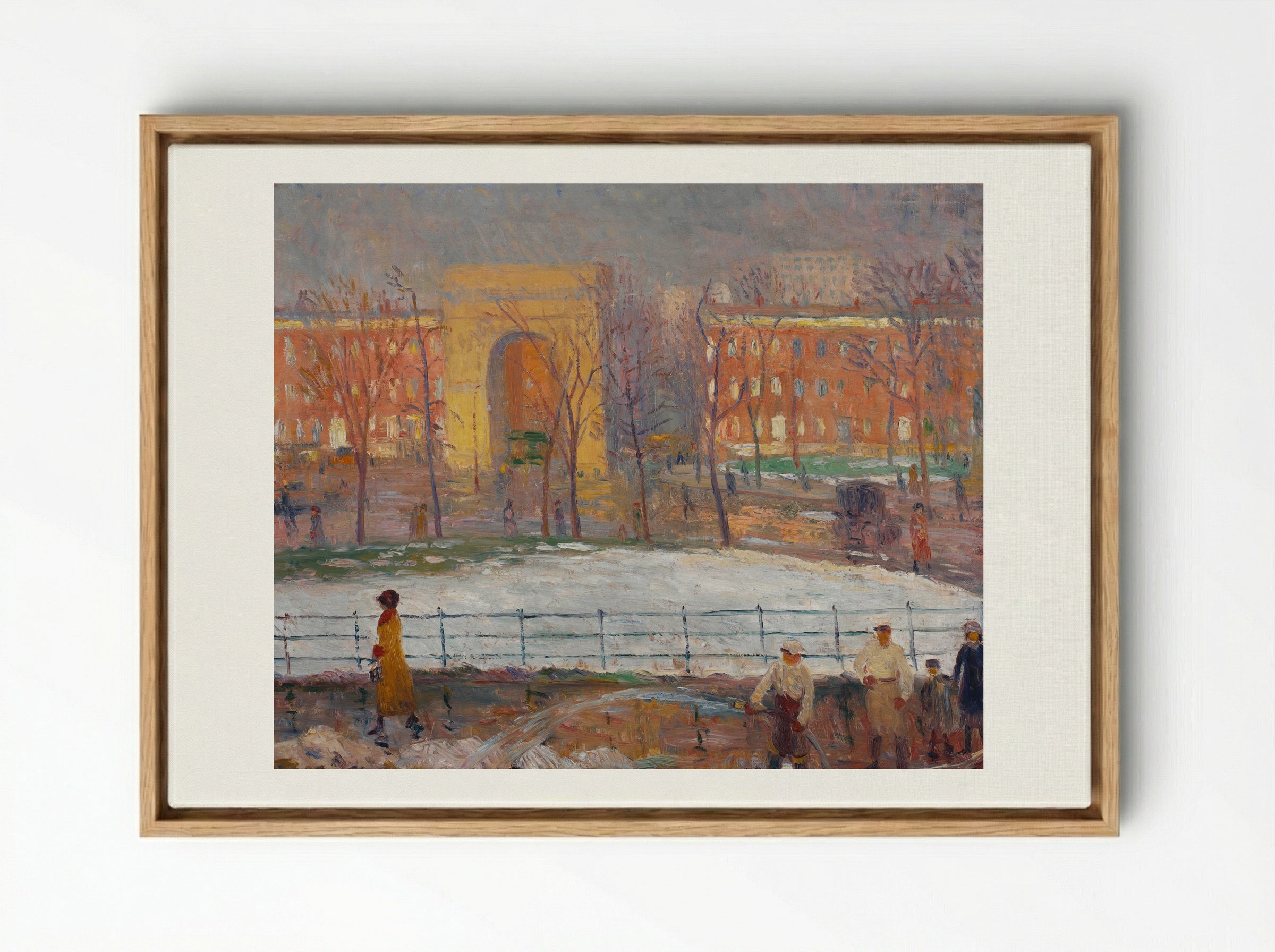 Street Cleaners, Washington Square - William James Glackens - Framed Canvas Wood