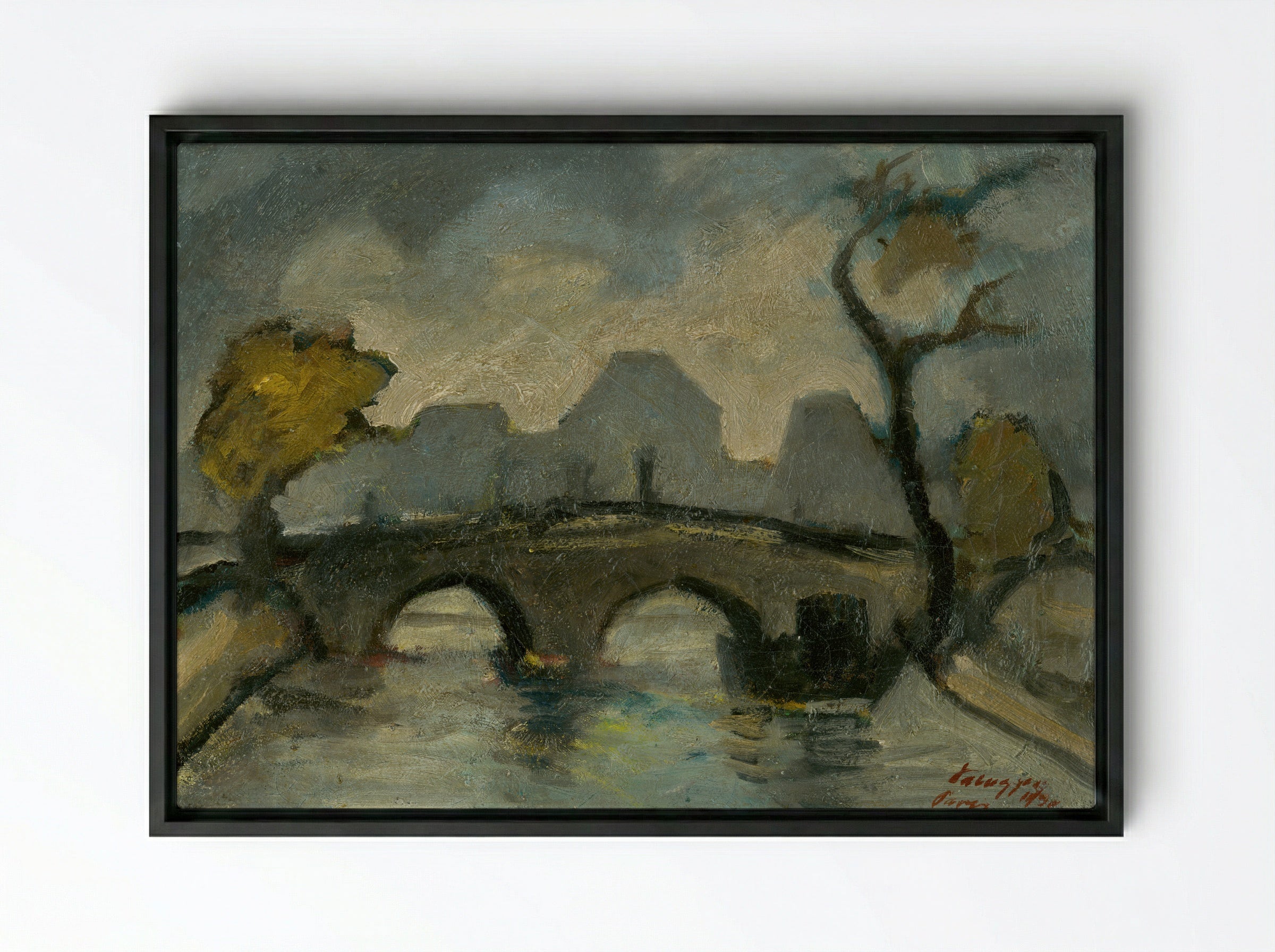 Bridge in Paris (Pont Marie) - Zolo Palugyay - Framed Canvas Black