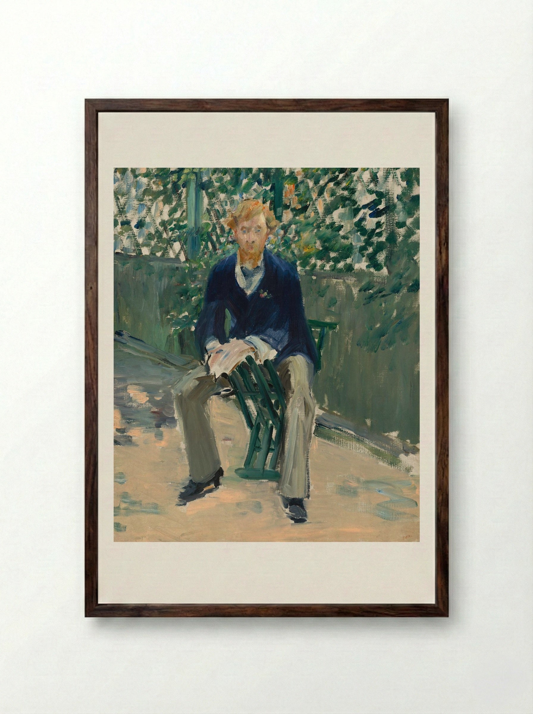 George Moore in the Artist's Garden - Édouard Manet - Framed Print Dark Wood