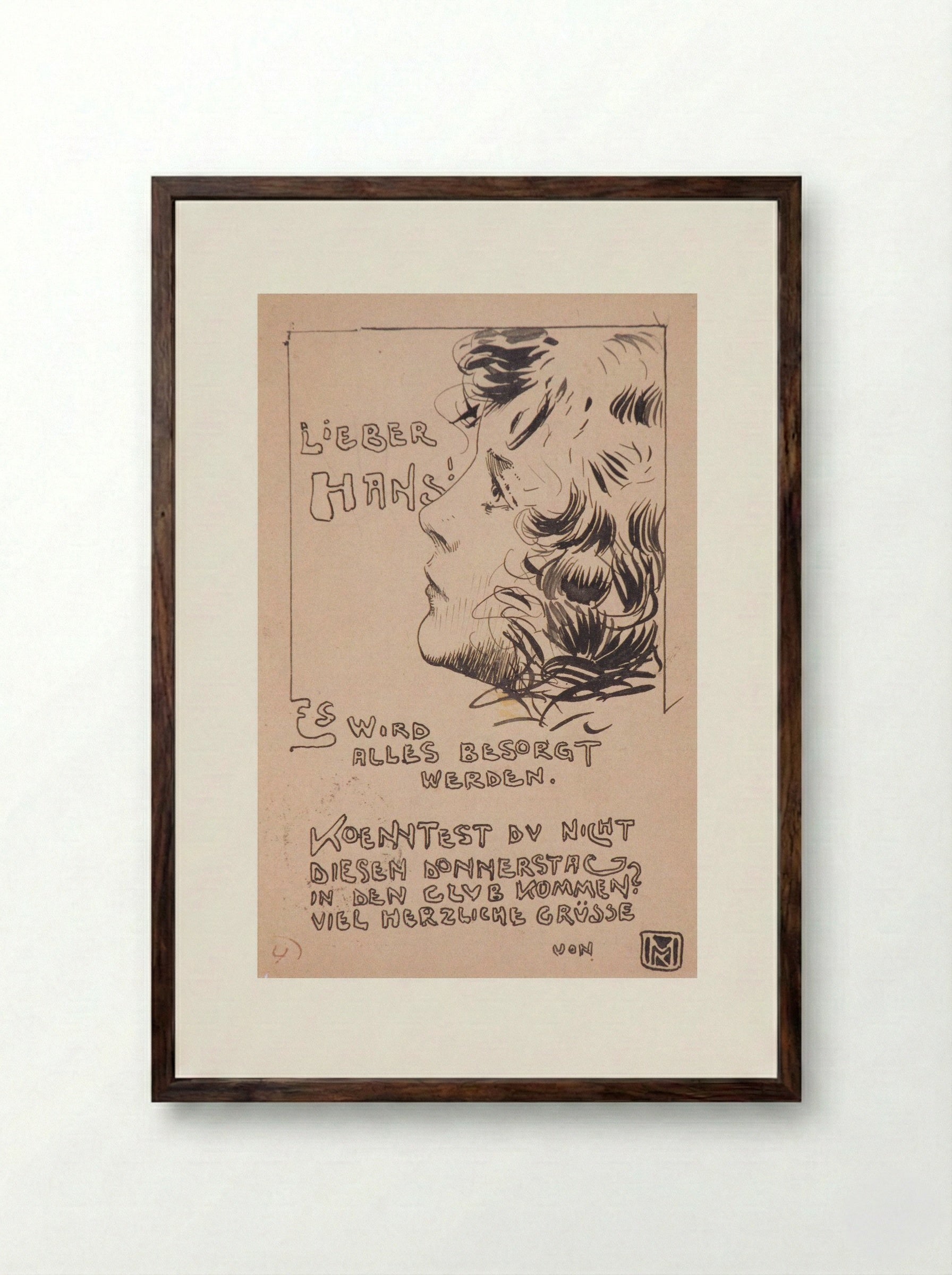 Head of the Girl - Koloman Moser - Framed Print Dark Wood