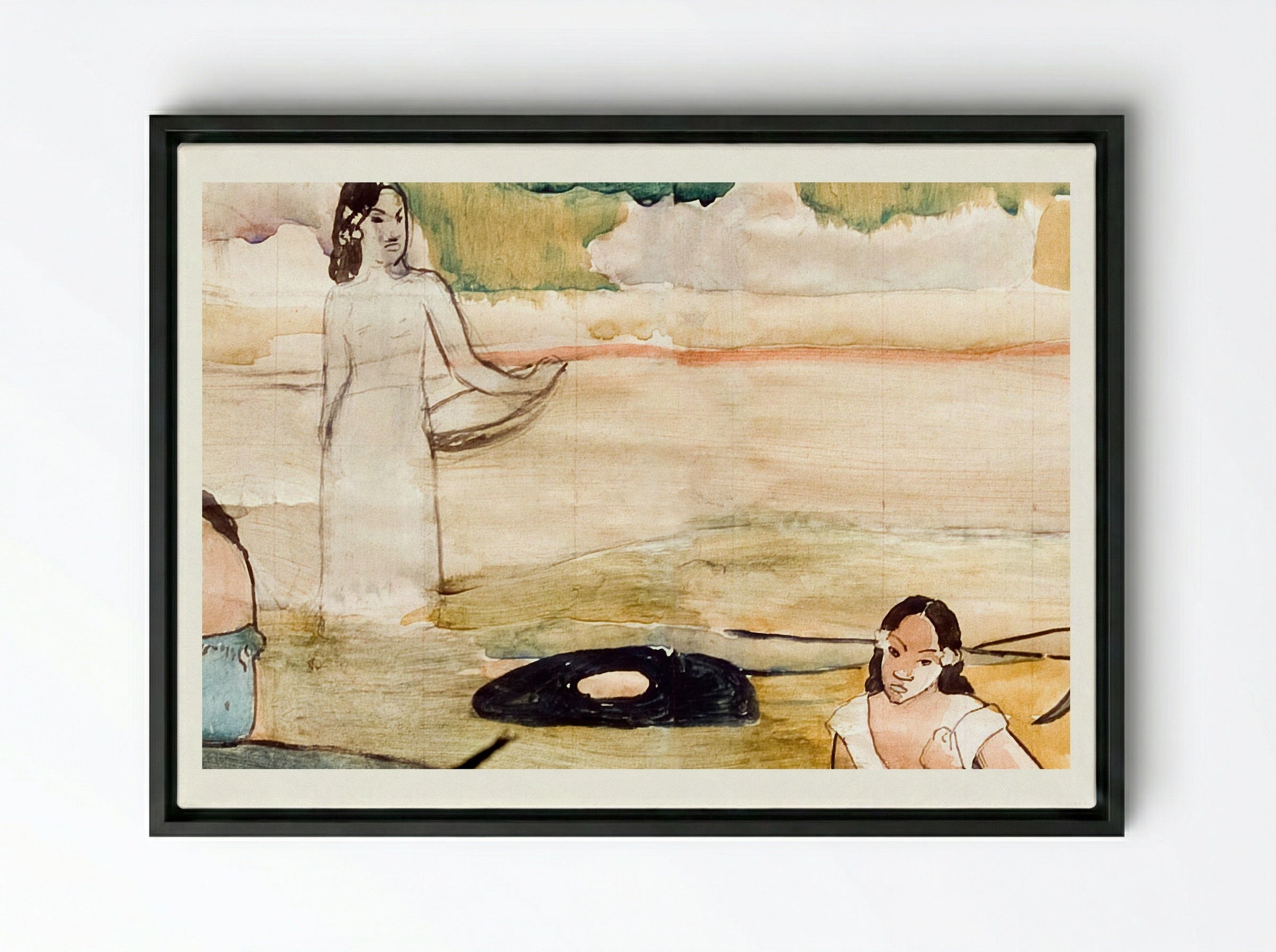 Study from Tahiti - Paul Gauguin - Framed Canvas Black