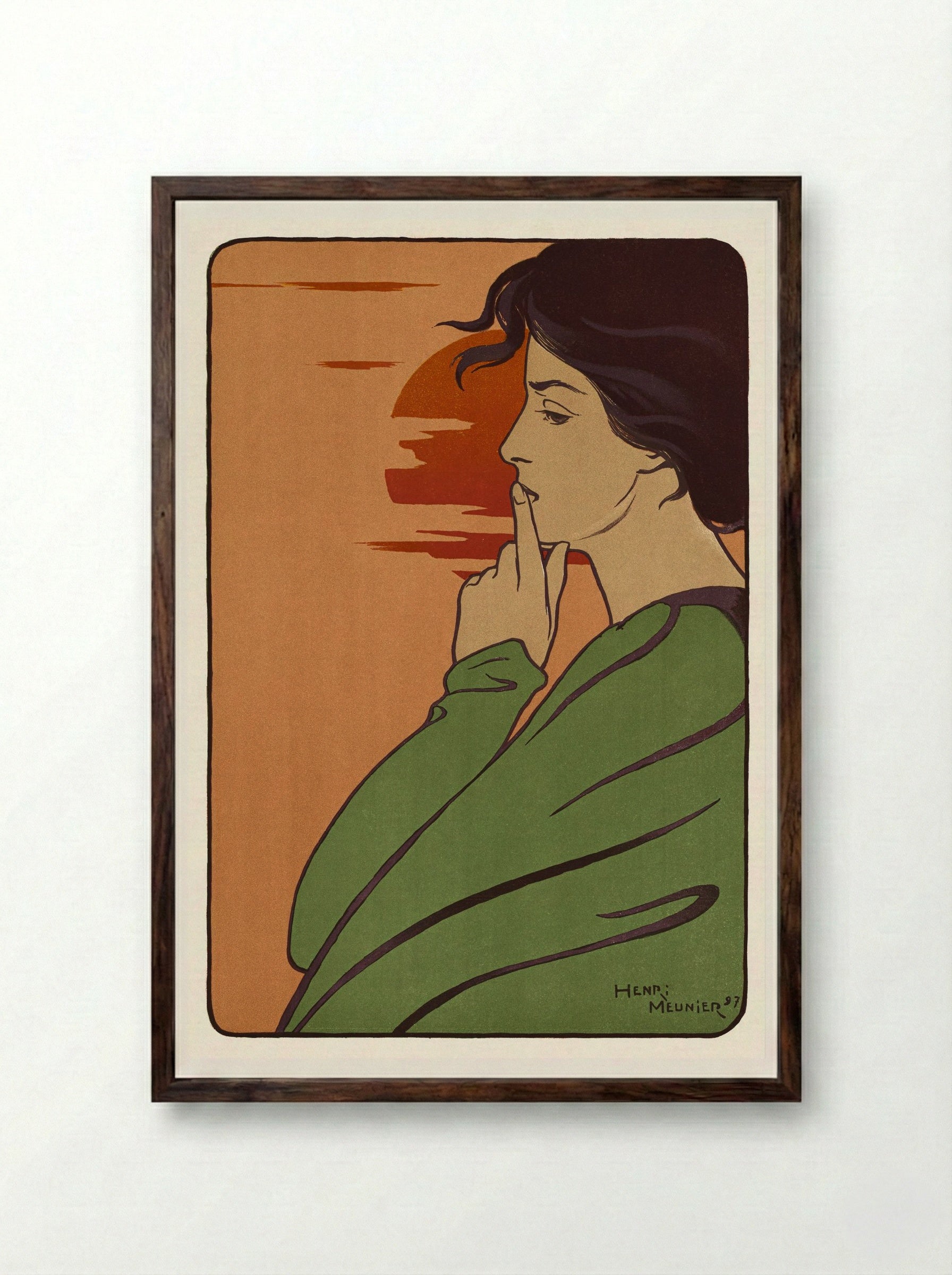 L'Heure du silence - Henri-Georges Meunier - Framed Print Dark Wood