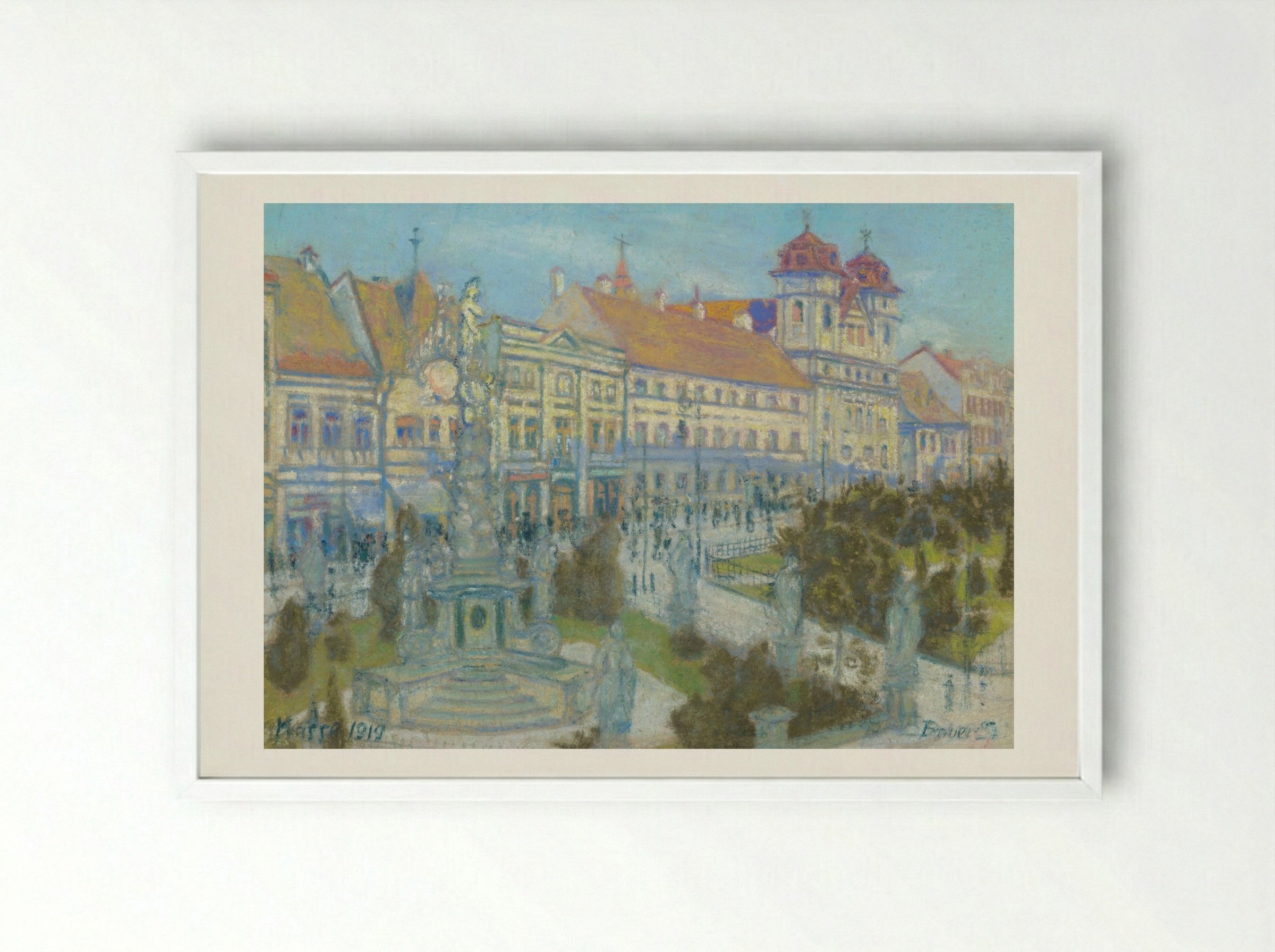 On Hlavná Street in Košice - Konštantín Bauer - Framed Print White
