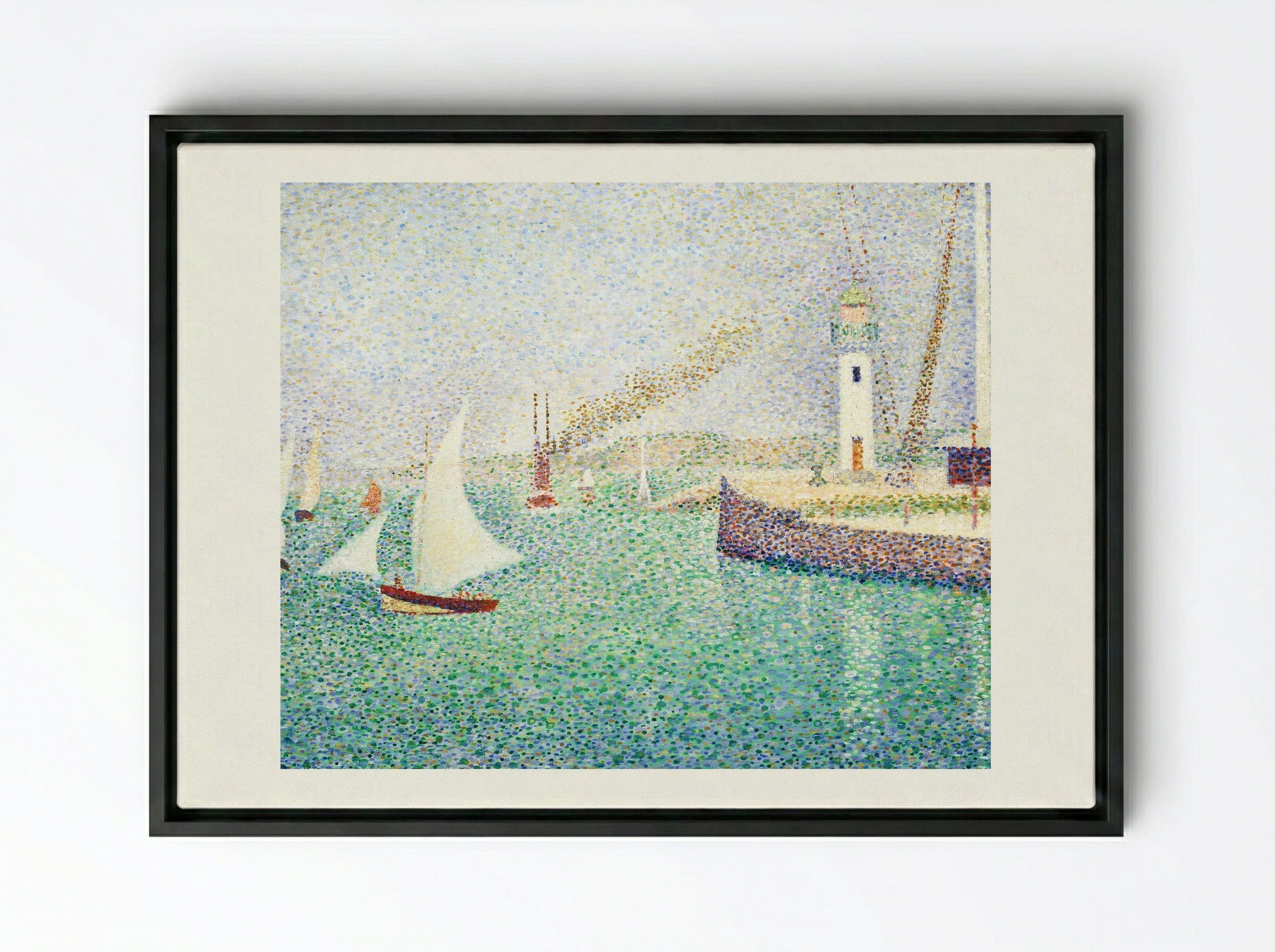 Entrance of The Port of Honfleur - Georges Seurat - Framed Canvas Black