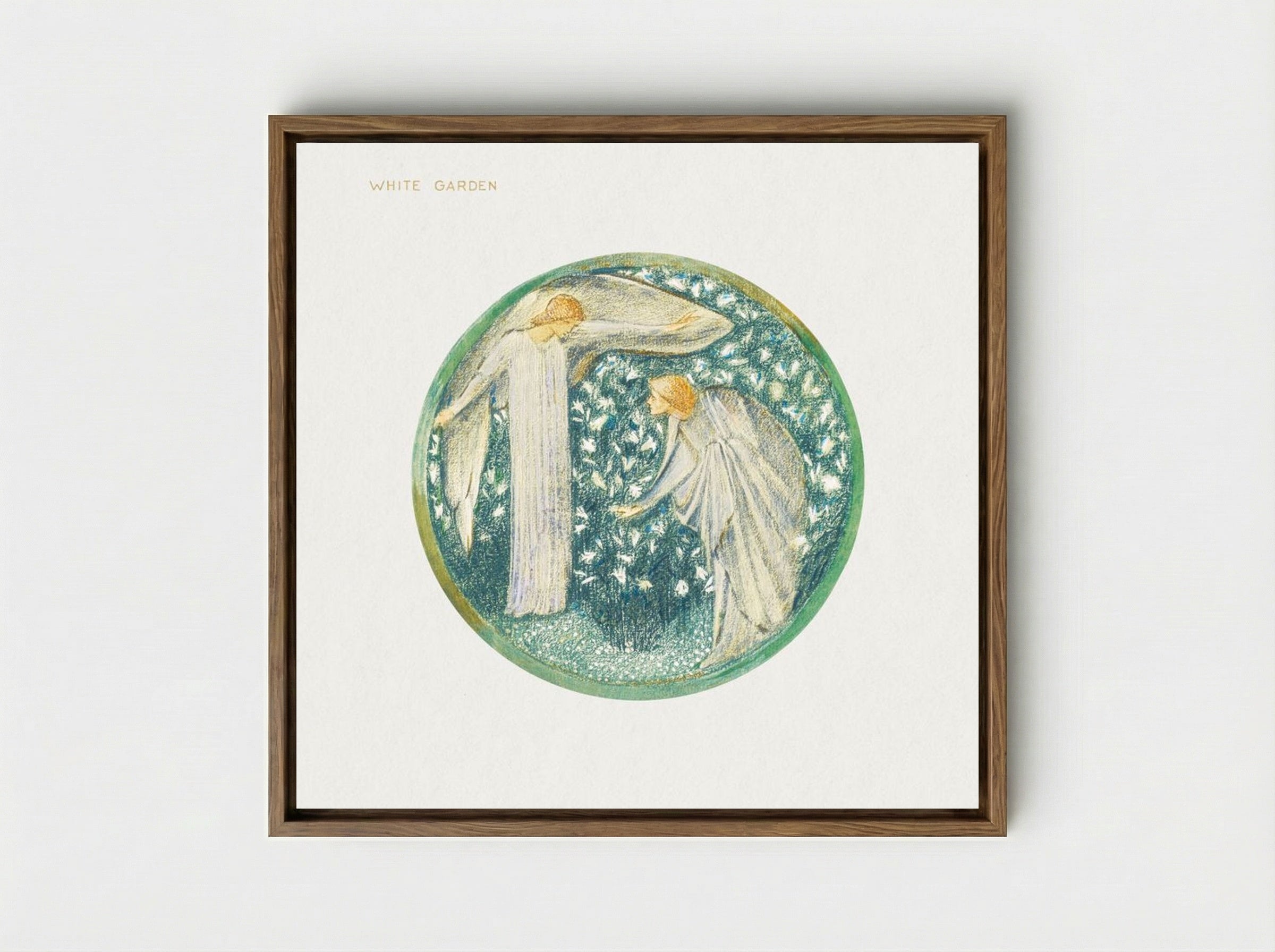 White Garden from The Flower Book - Edward Burne-Jones - Framed Canvas Wood
