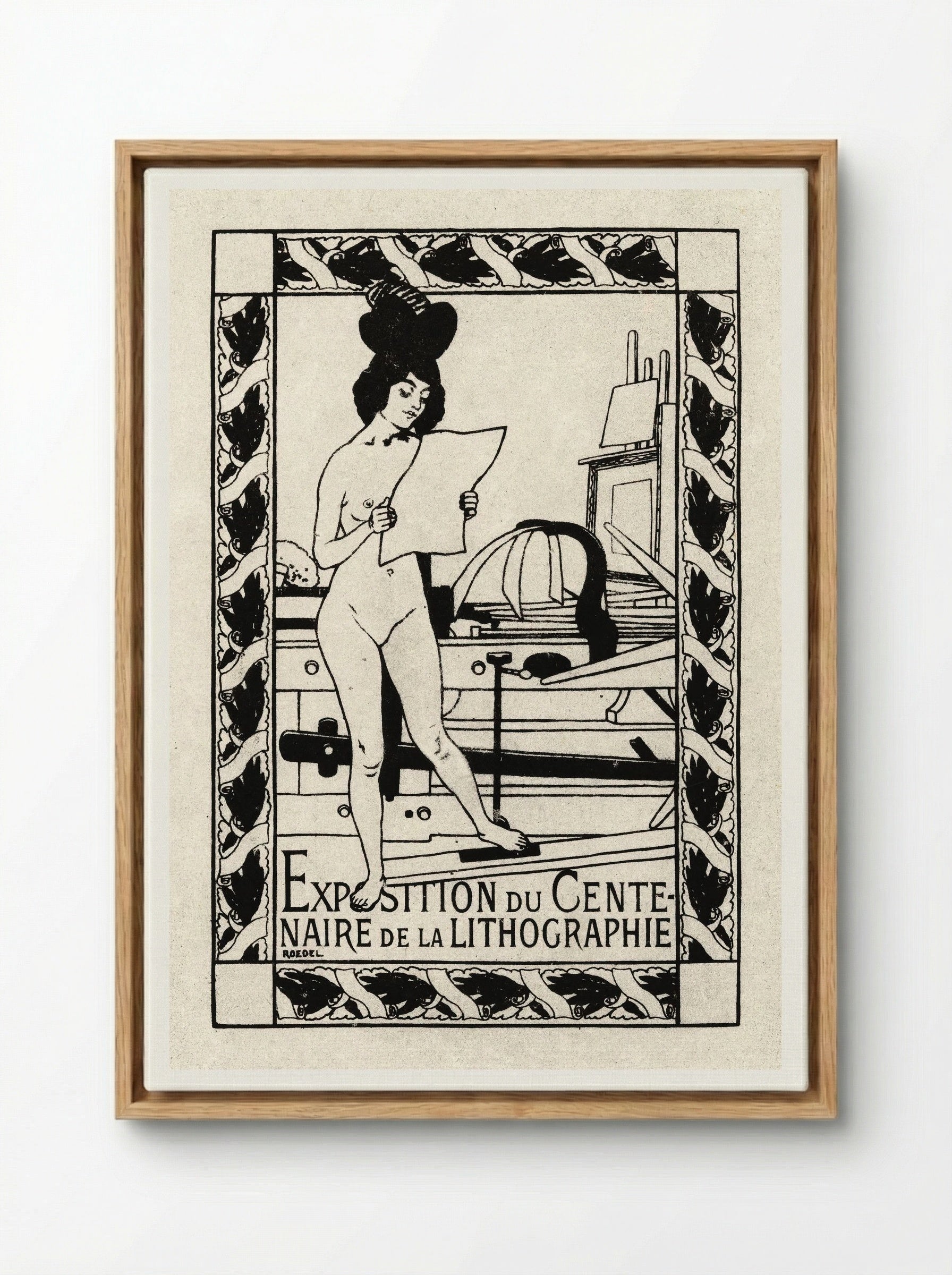 Exposition du Centenaire de la Lithographie - Auguste Roedel - Framed Canvas Wood
