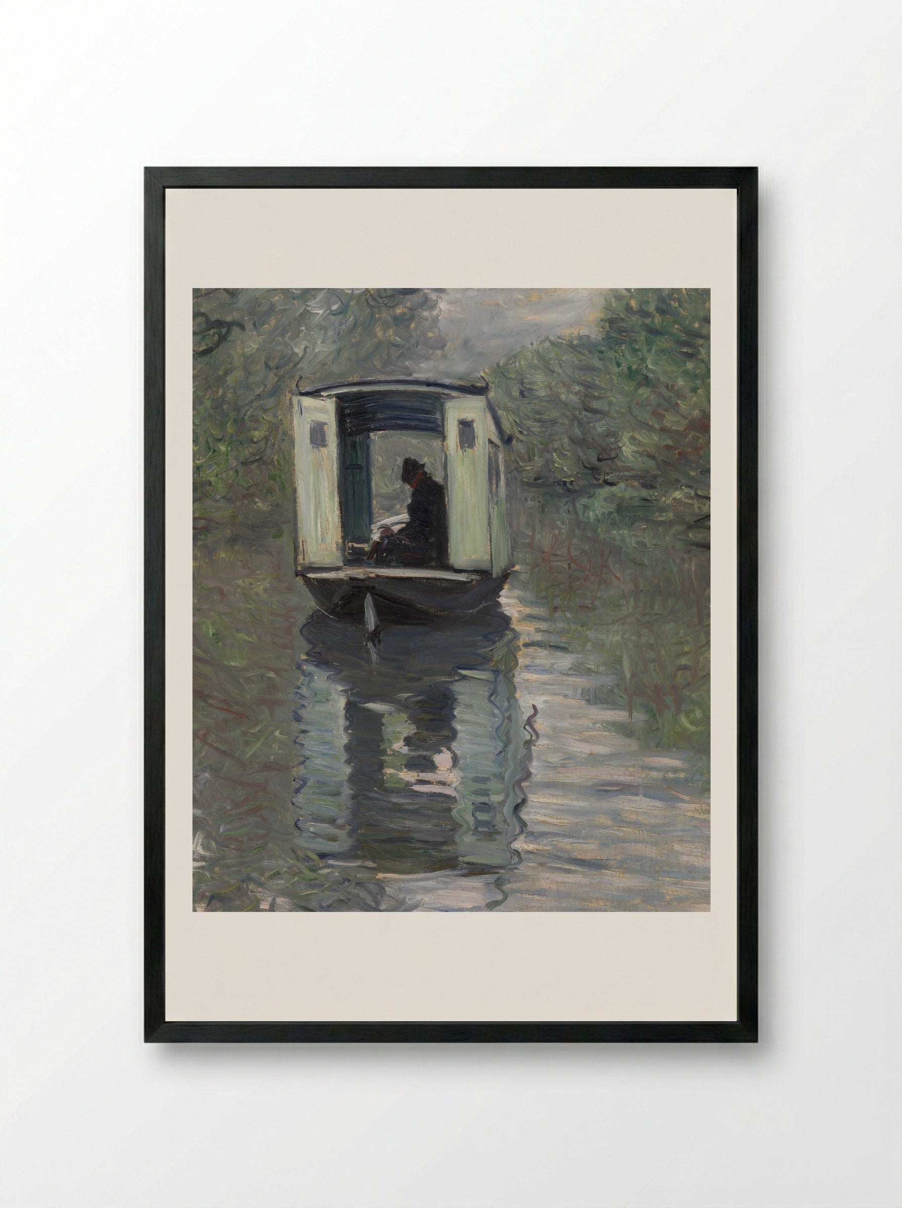The Studio Boat (Le Bateau-atelier) - Claude Monet - Framed Print Black