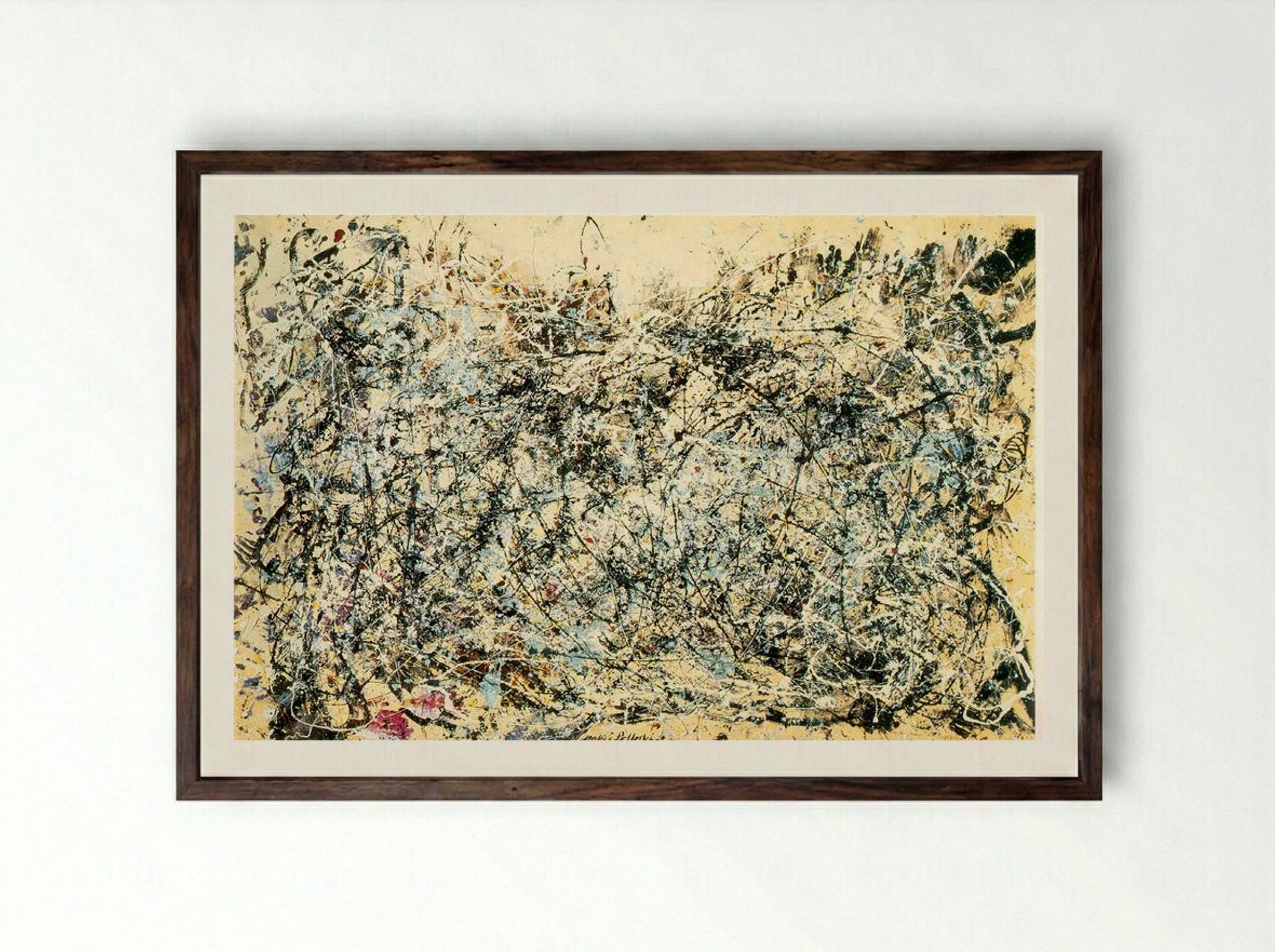 No. 1 (Jackson Pollock) - Jackson Pollock - Framed Print Dark Wood