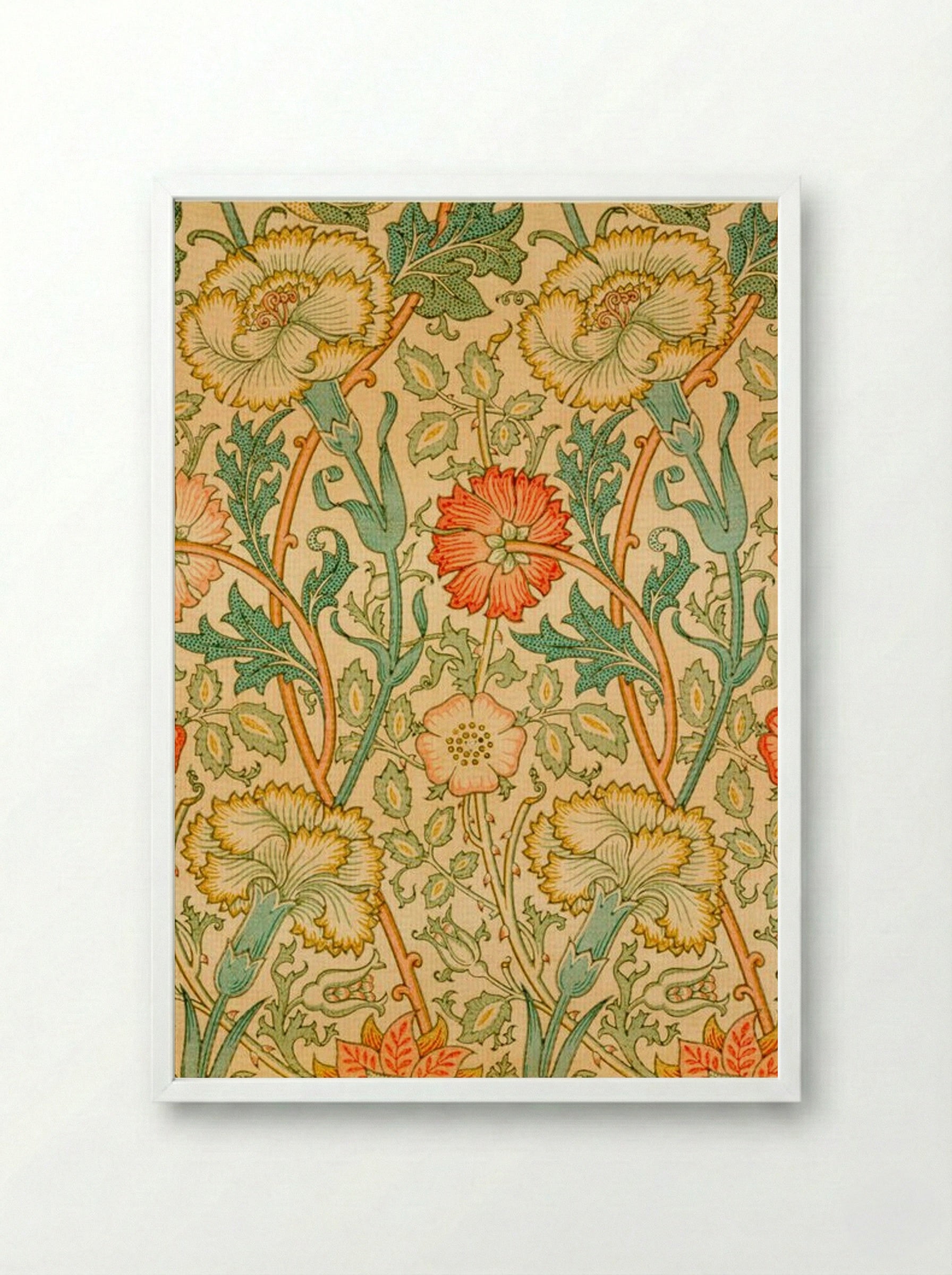 Pink and Rose - William Morris - Framed Print White