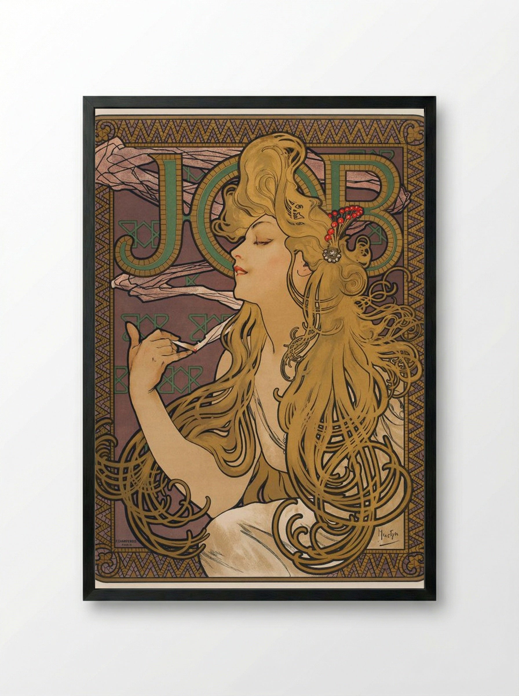 Job - Alphonse Mucha - Framed Print Black