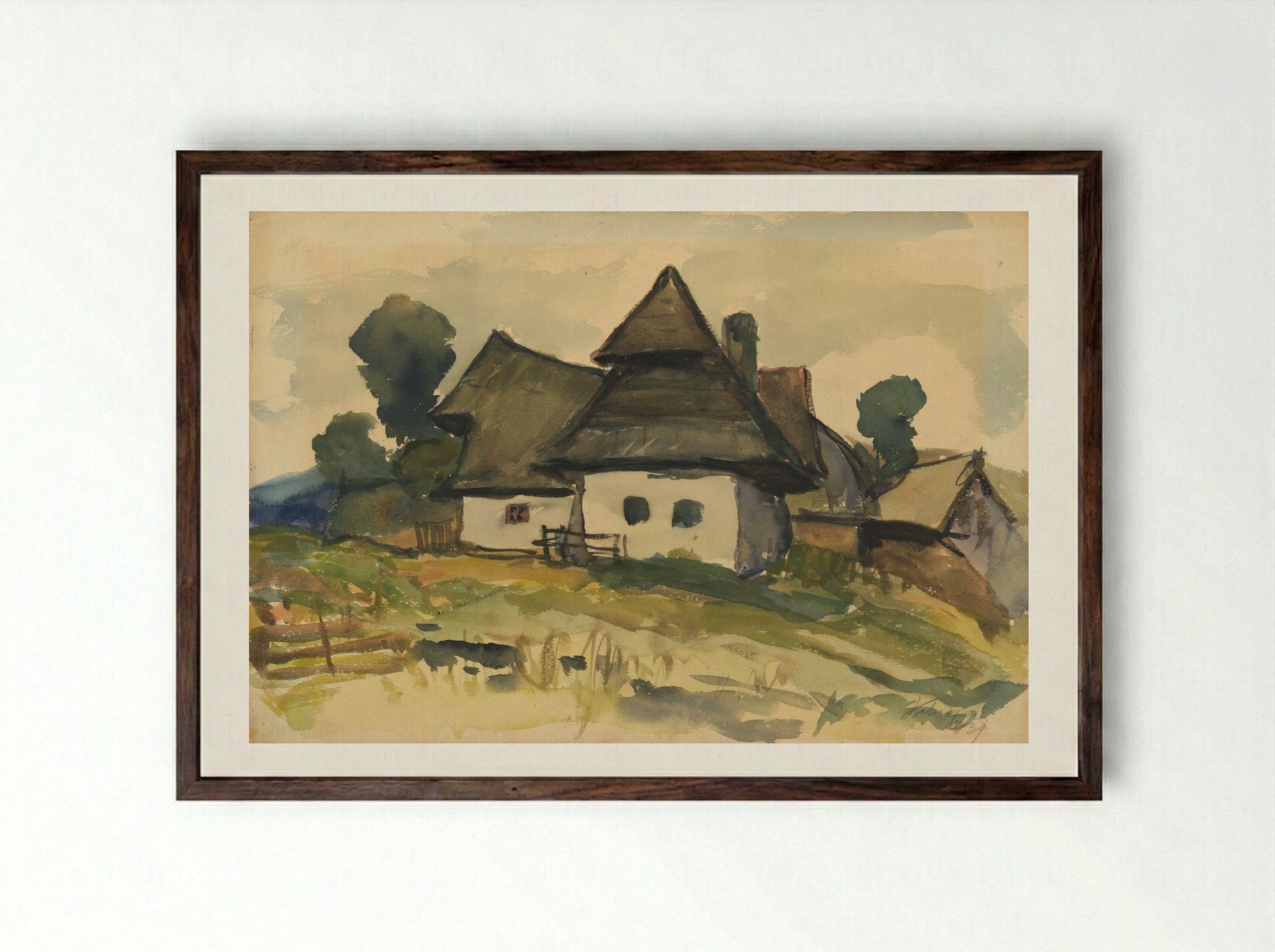 Village Motif - Zolo Palugyay - Framed Print Dark Wood