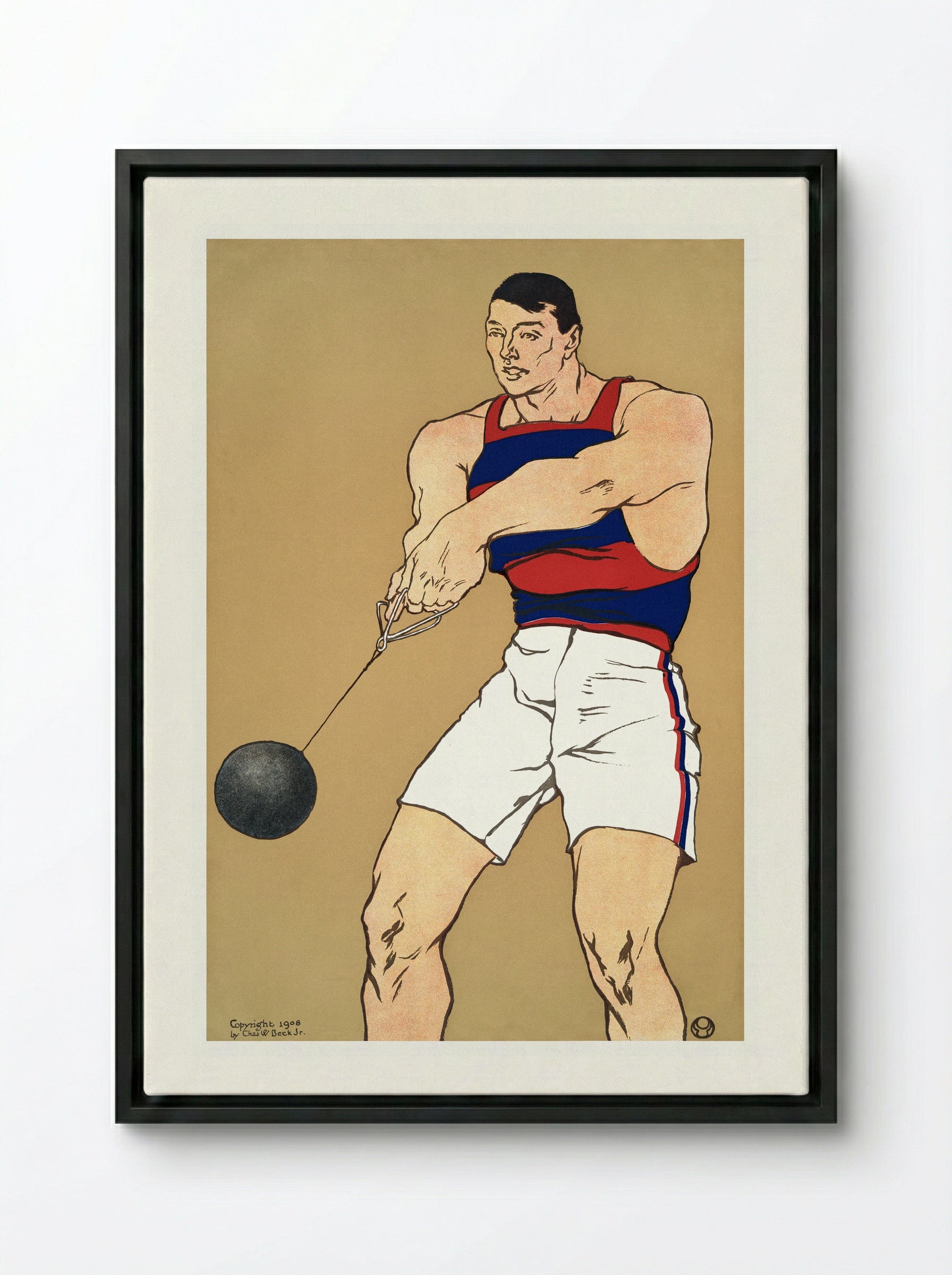 Hammer Throw - Edward Penfield - Framed Canvas Black
