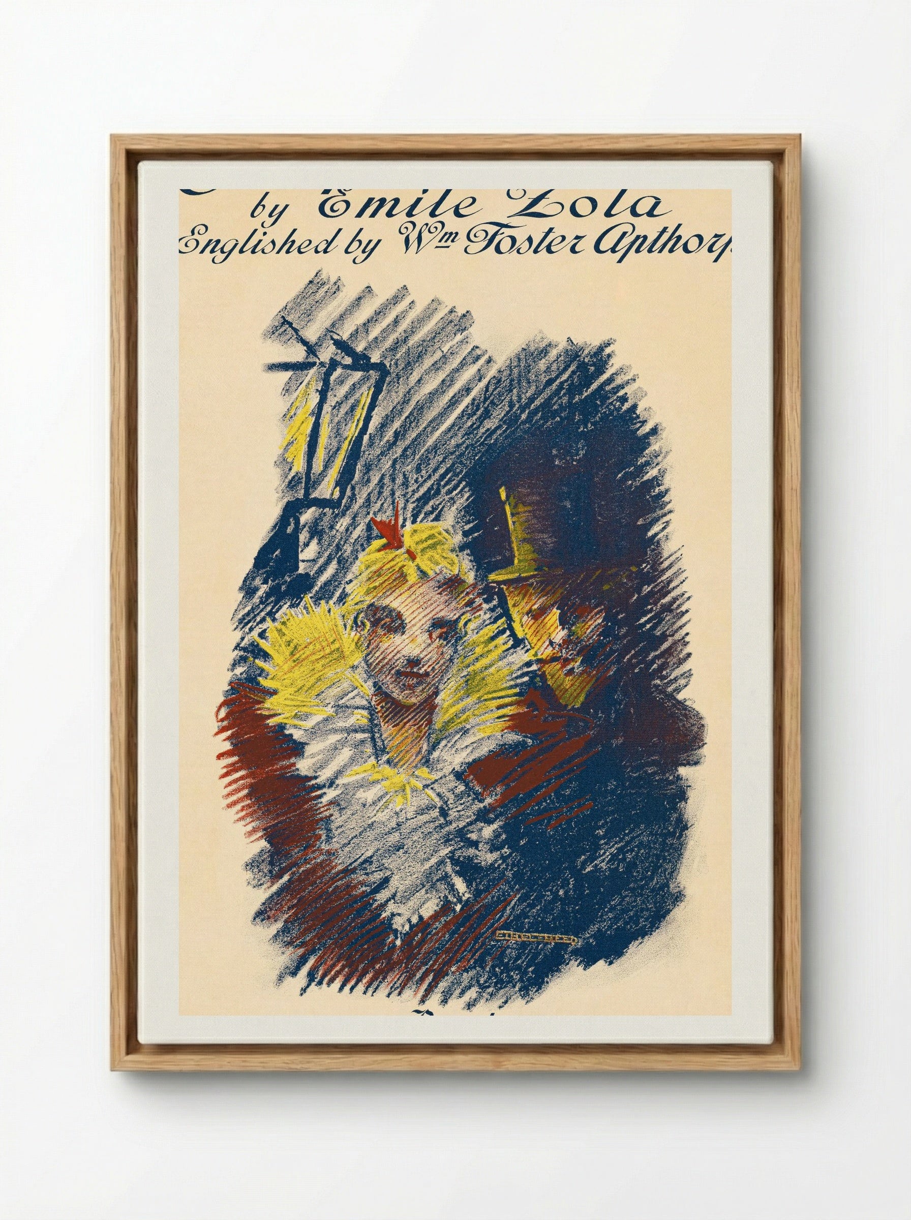 Jacques Damour by Emile Zola - Ethel Reed - Framed Canvas Wood