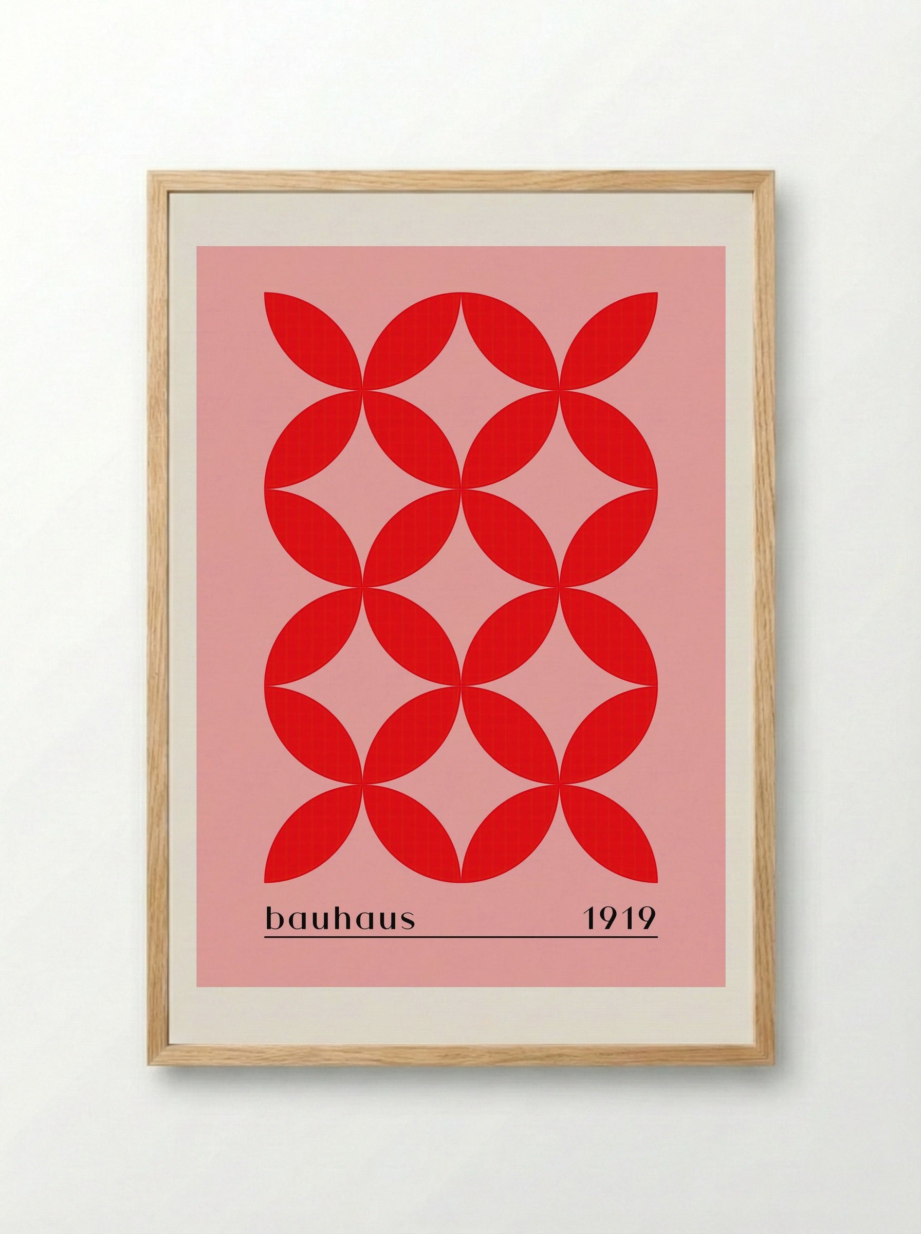 Bauhaus Red Petal Matrix - 1919 Exhibition Poster - Framed Print Wood