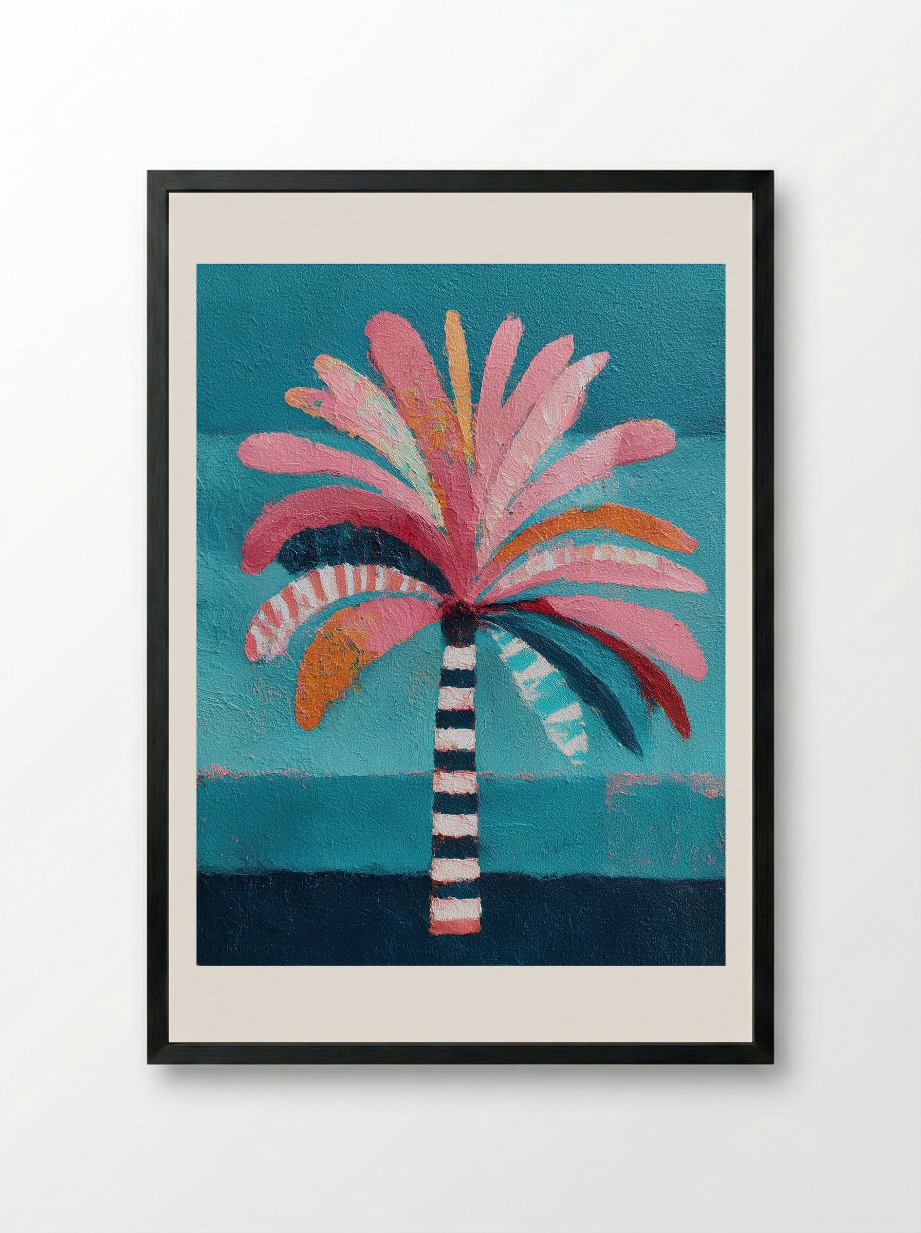 Electric Tropic Palm Pop Art Print - Framed Print Black