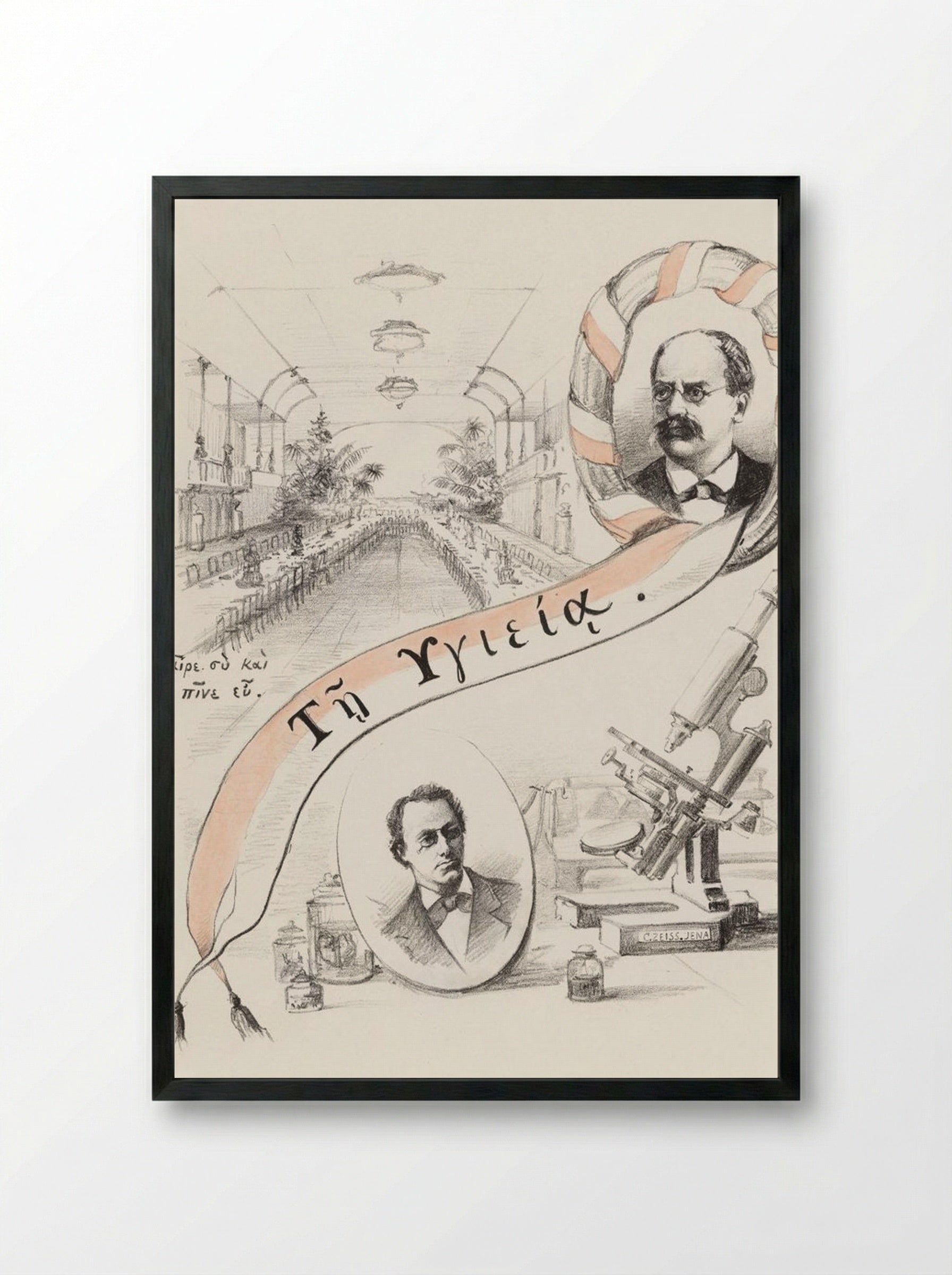 Vier voorstellingen betreffende het natuur- en geneeskundig congres te Leiden - Theo van Hoytema - Framed Print Black