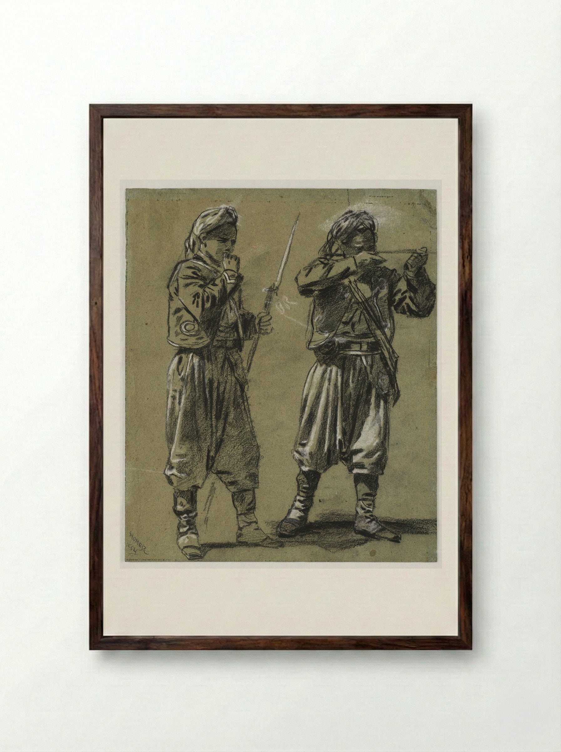 Our Zouaves - Winslow Homer - Framed Print Dark Wood