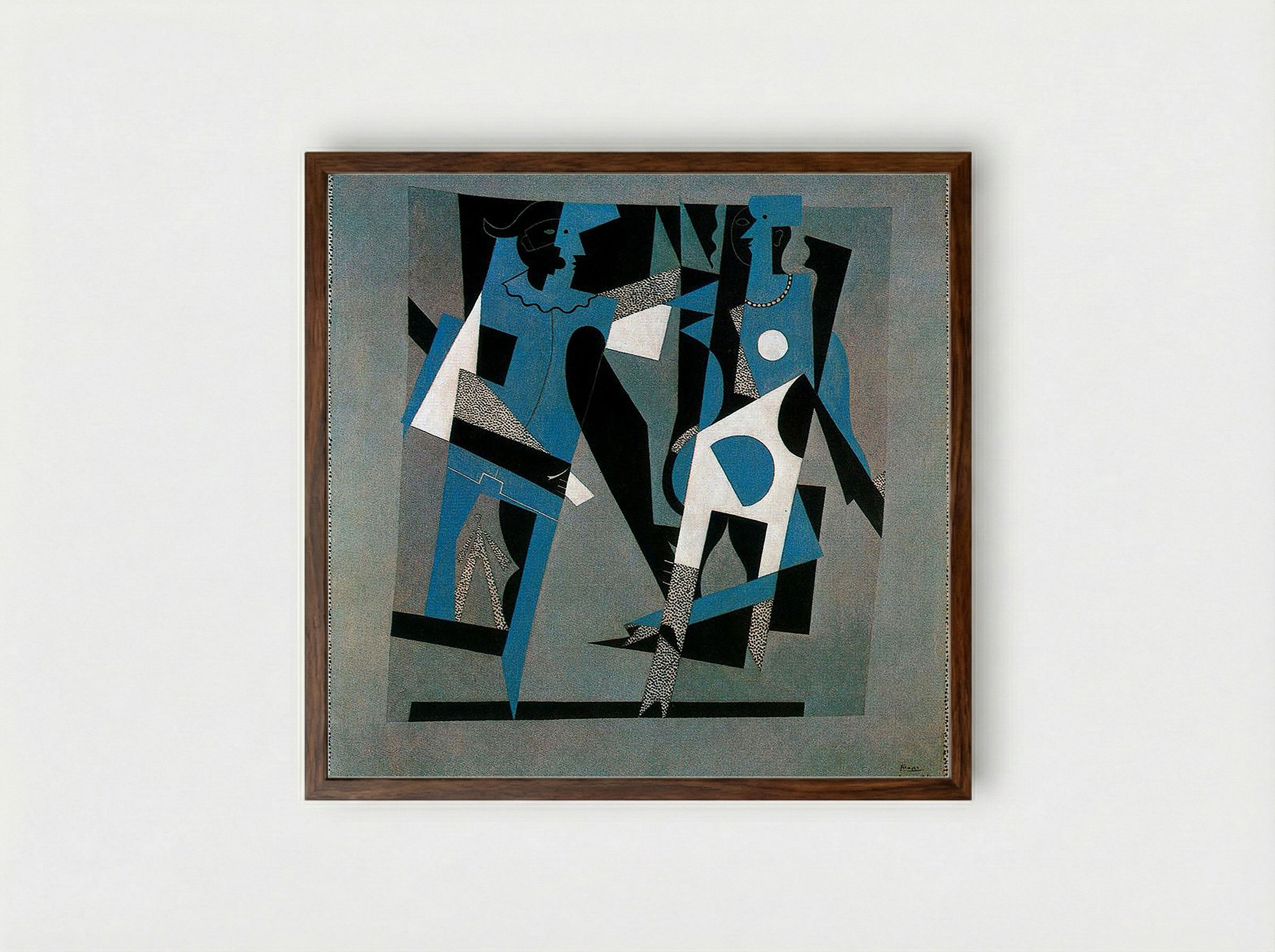 Harlequin and Woman with Necklace - Alexandra Exter - Framed Print Dark Wood