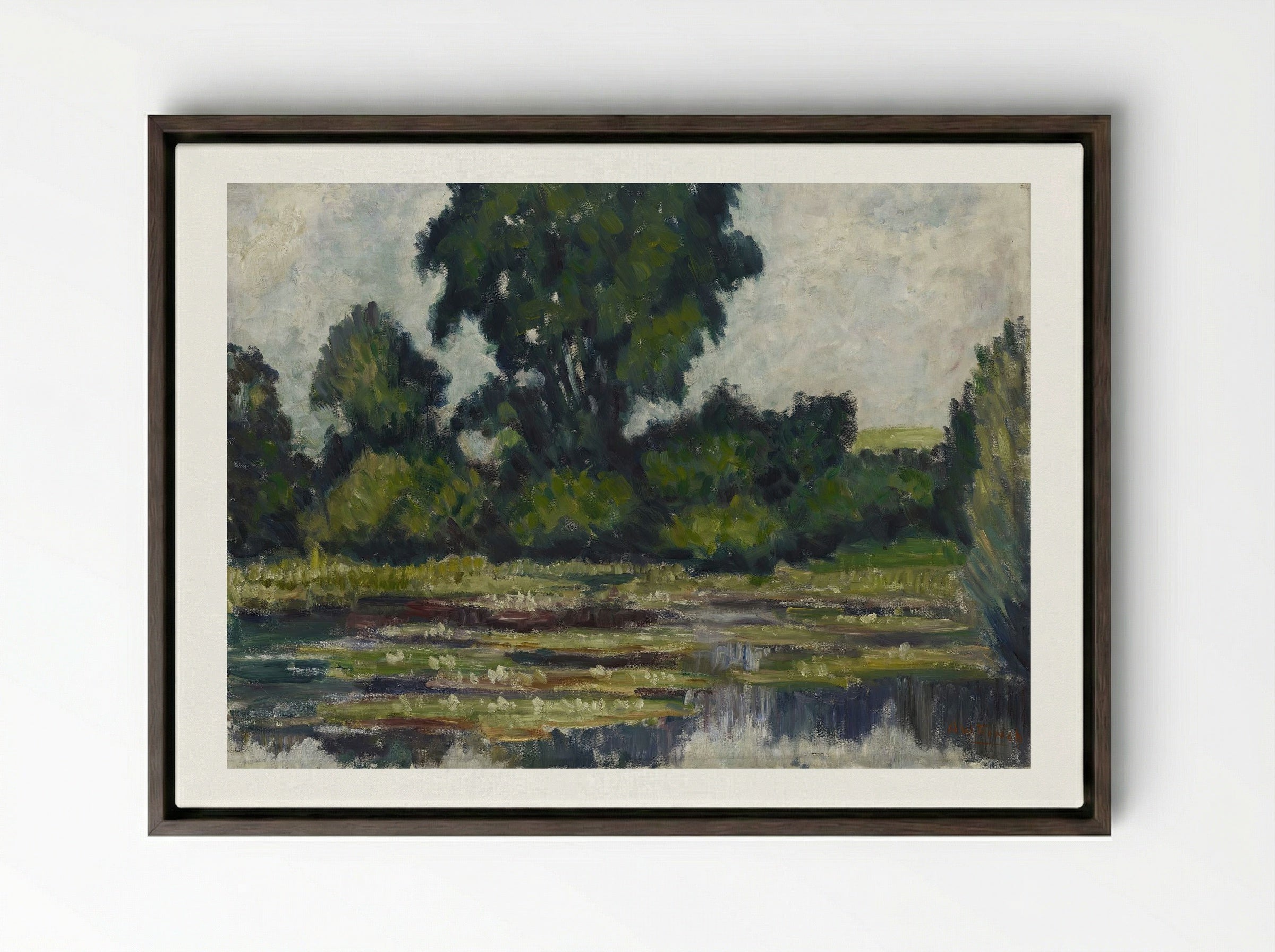 Lumpeita (Water Lilies) - Alfred William Finch - Framed Canvas Dark Wood