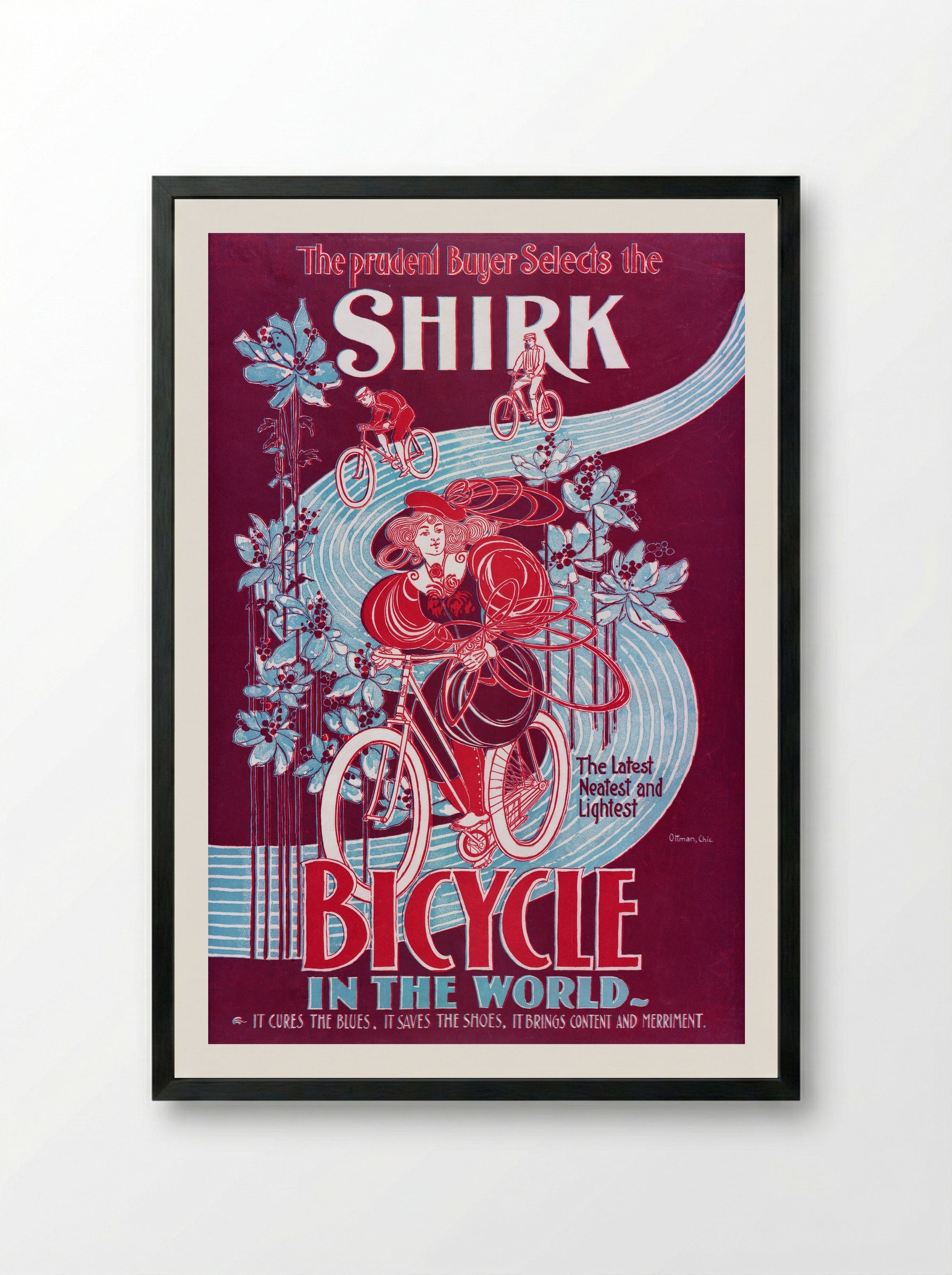 The Prudent Buyer Selects the Shirk Bicycle - Ottmann Lith. Co. - Framed Print Black