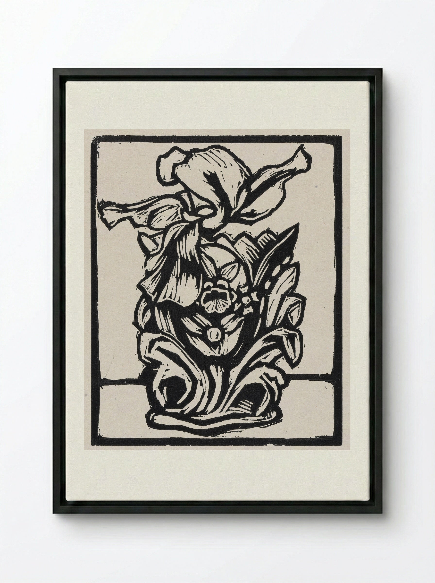 Iris in Vase - Fine Art Print - Framed Canvas Black