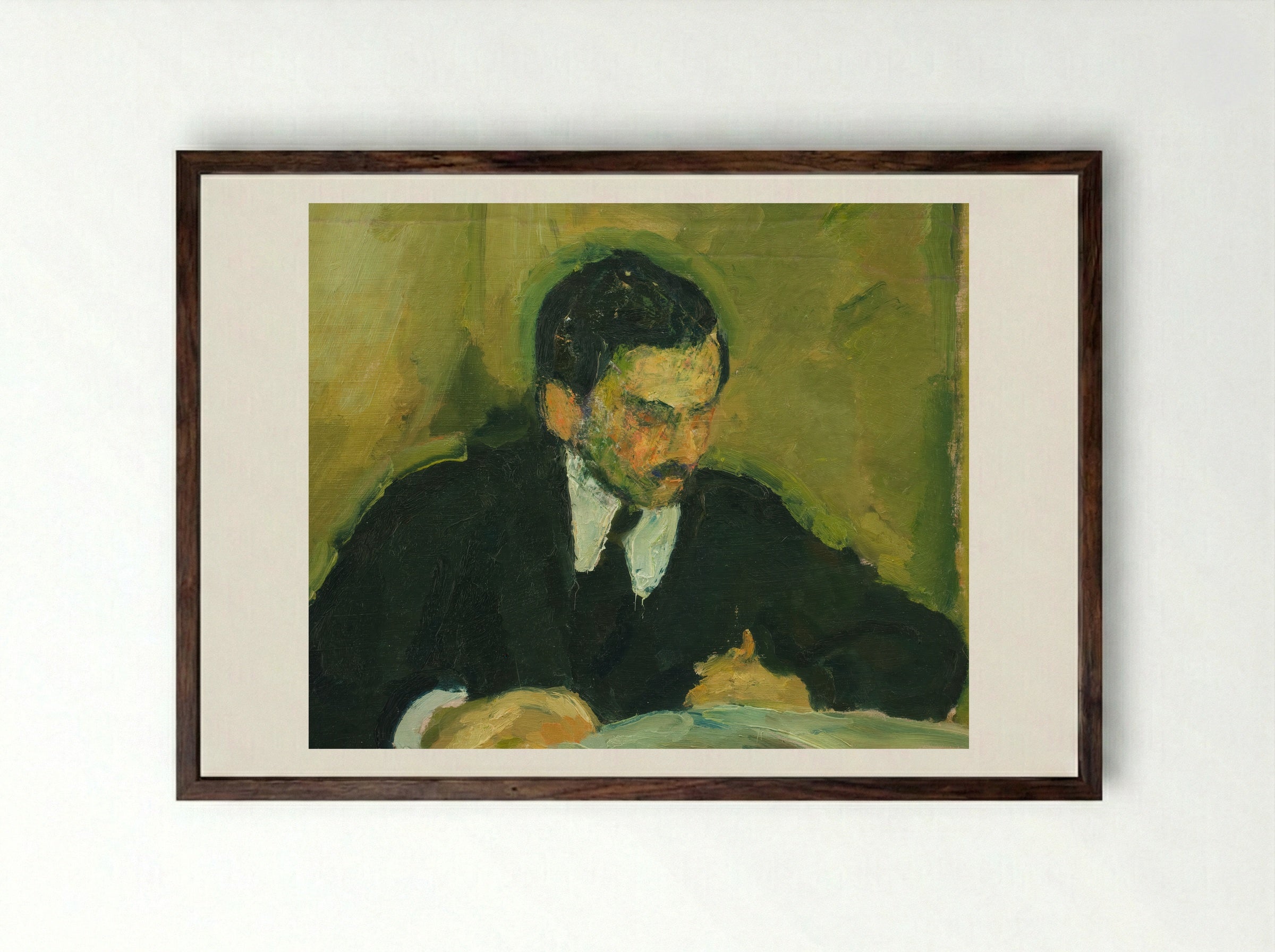 The Painter Ernst Goldschmidt Reading - Harald Giersing - Framed Print Dark Wood